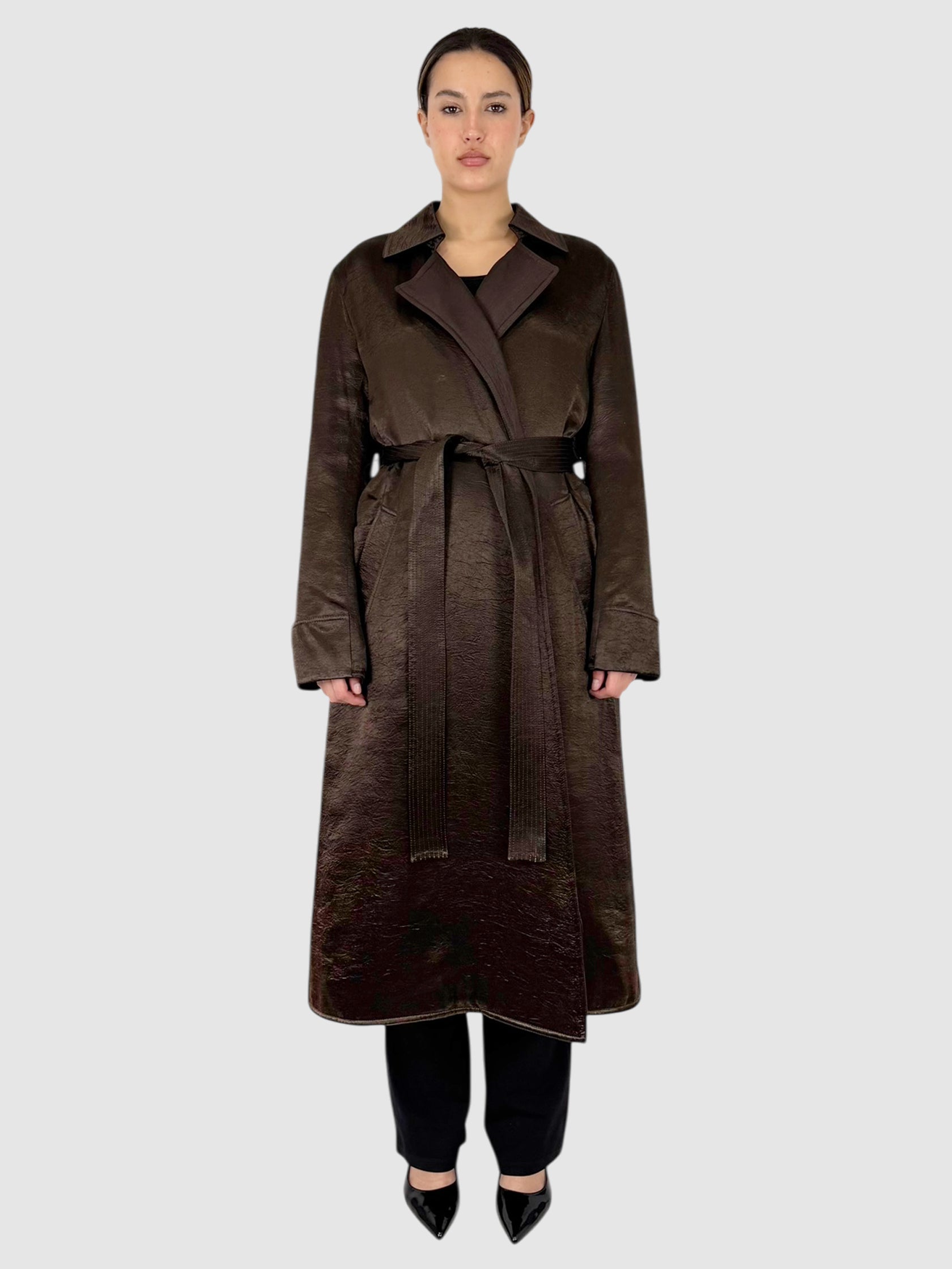 Satin Belted Trench Coat