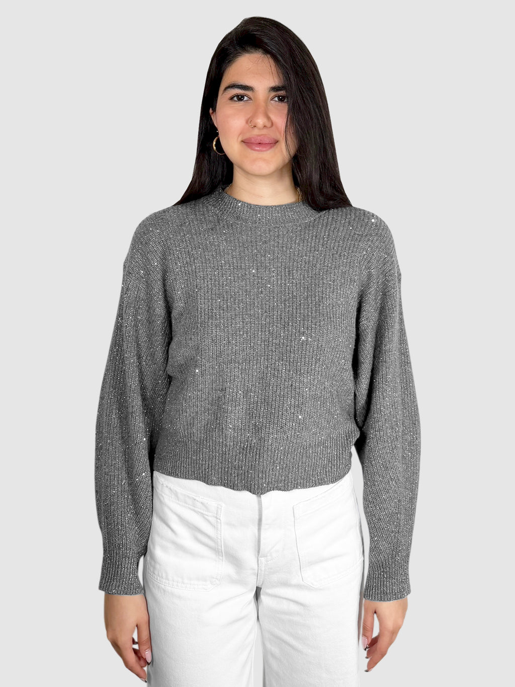 Metallic Cropped Sweater