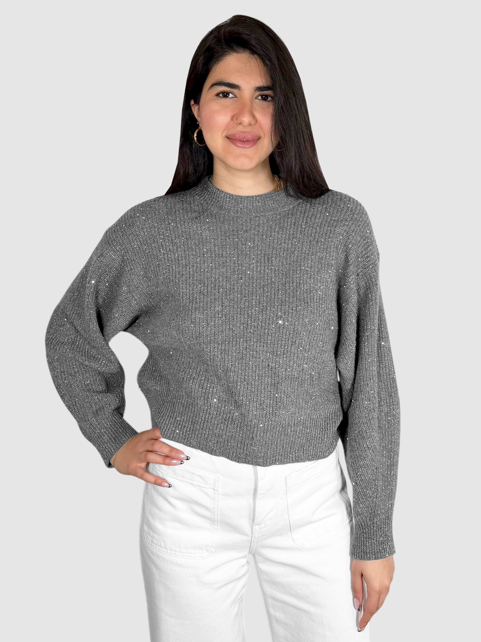 Metallic Cropped Sweater