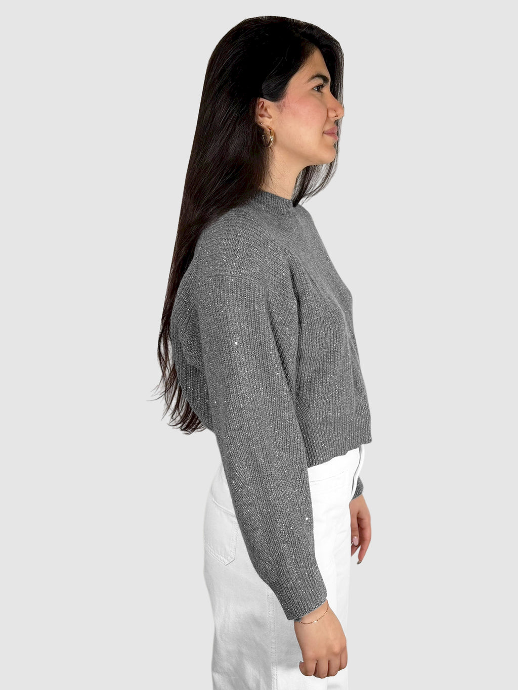 Metallic Cropped Sweater