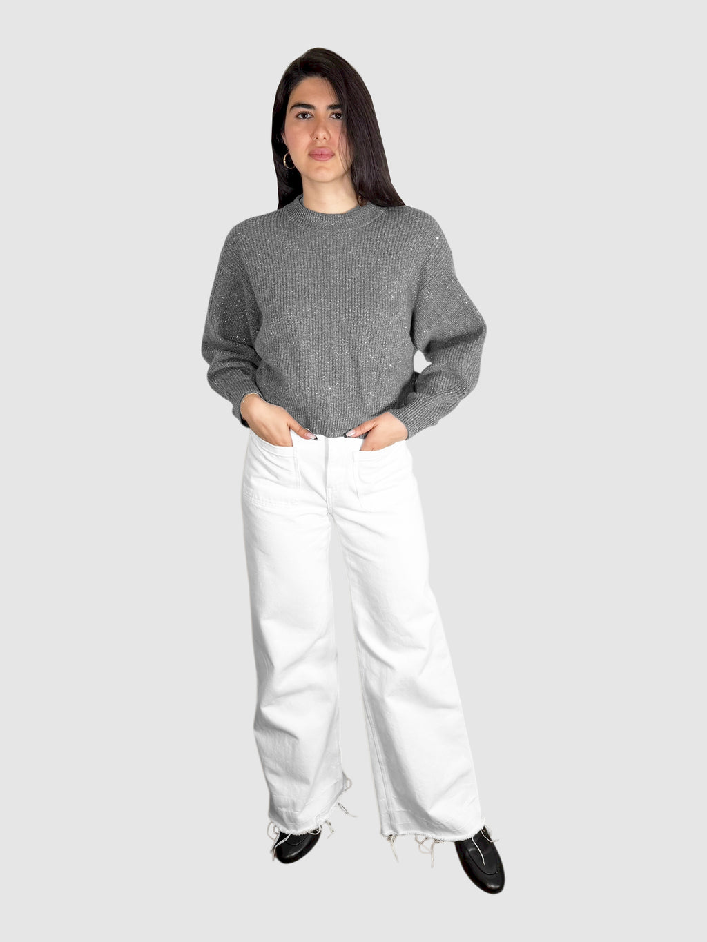 Metallic Cropped Sweater