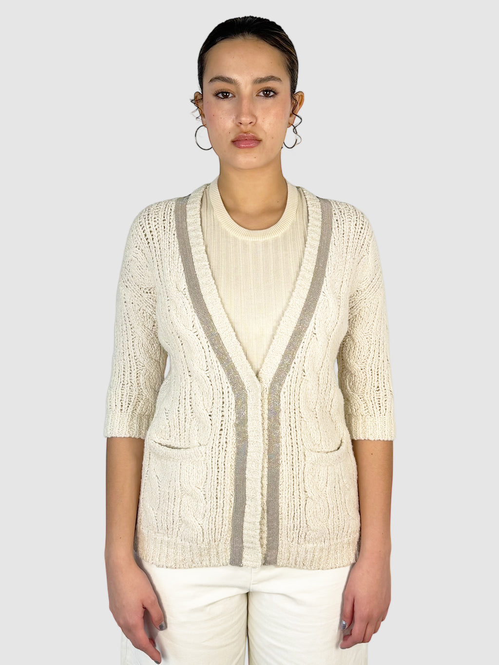Monili Trim Wool Cardigan