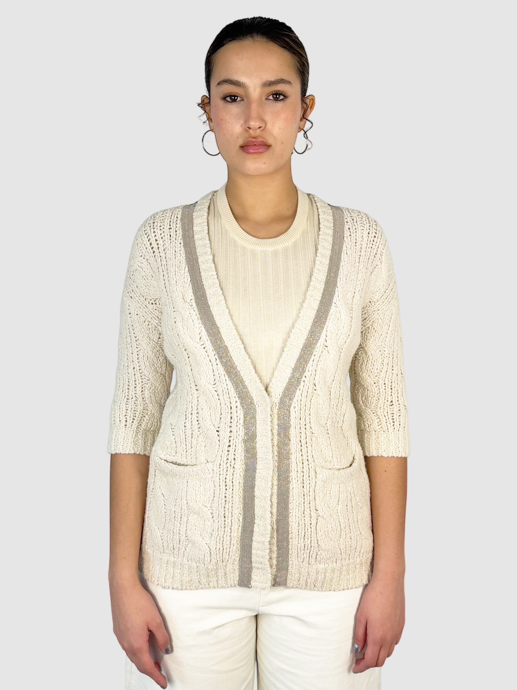 Monili Trim Wool Cardigan