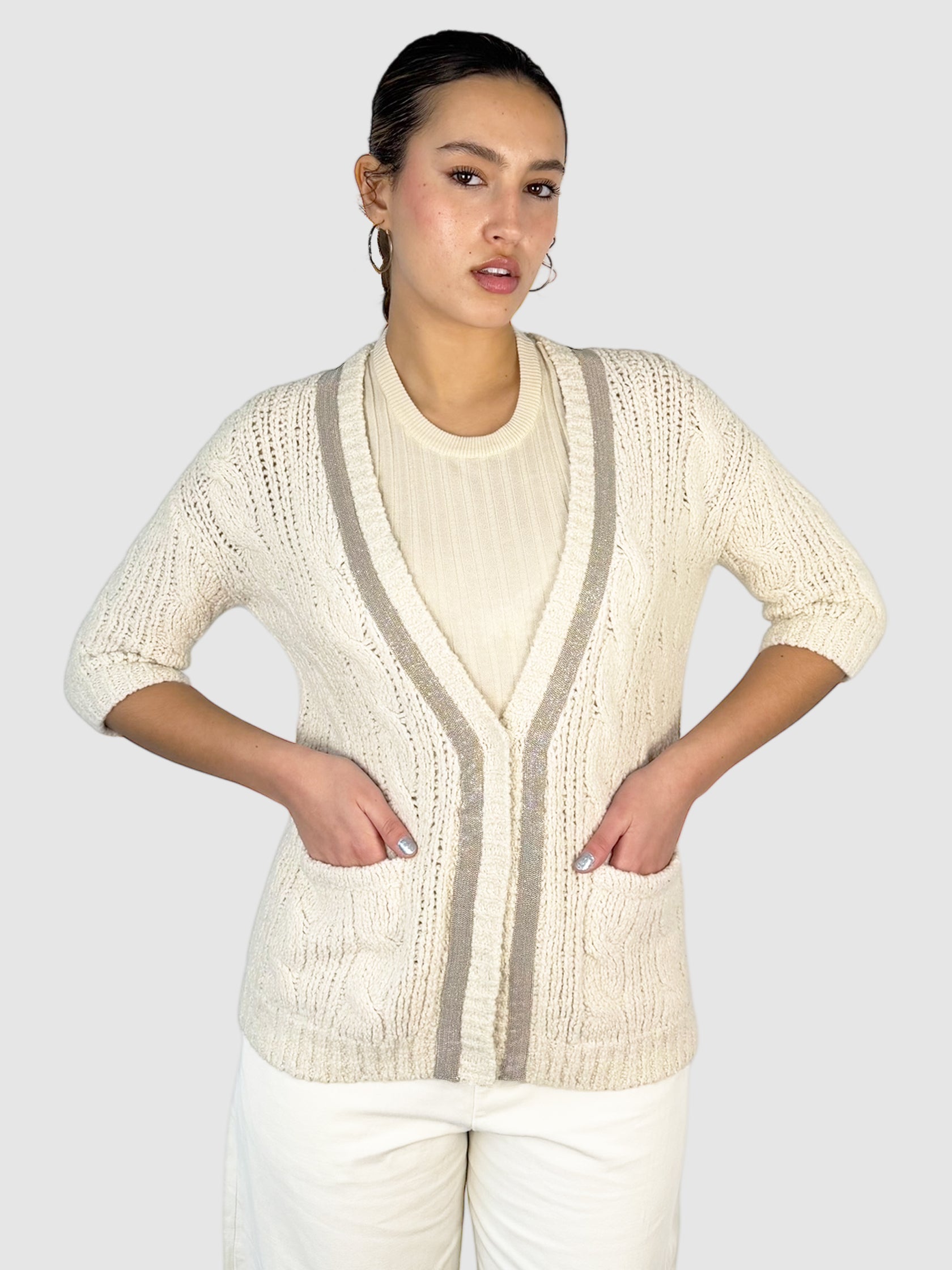 Monili Trim Wool Cardigan