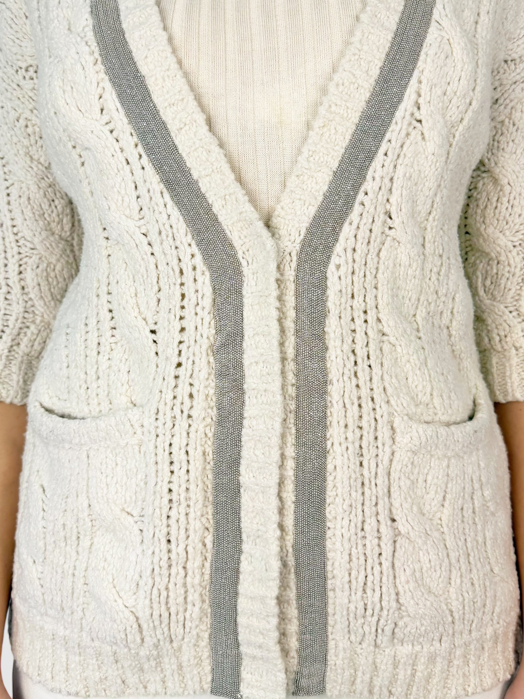 Monili Trim Wool Cardigan