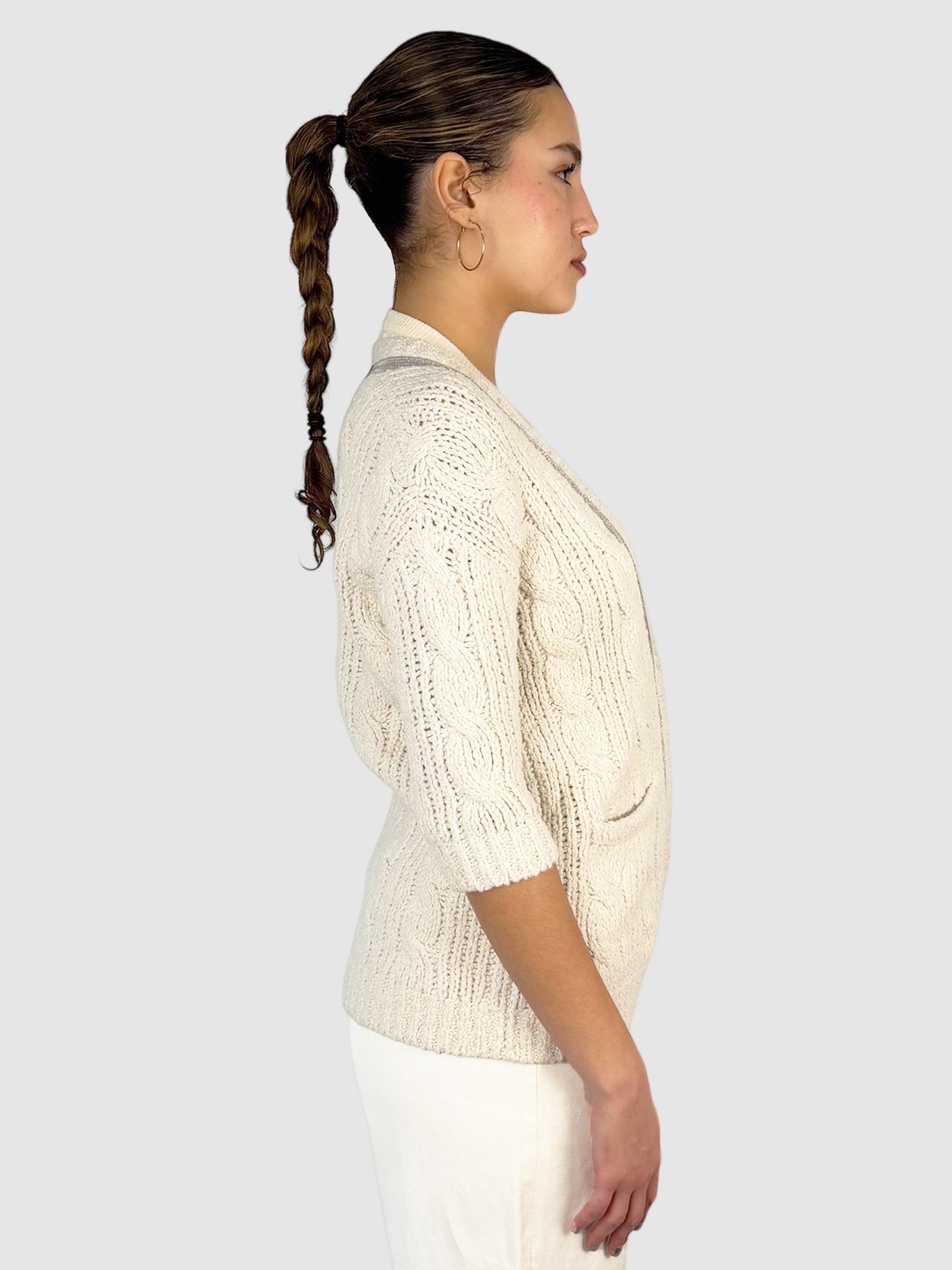 Monili Trim Wool Cardigan