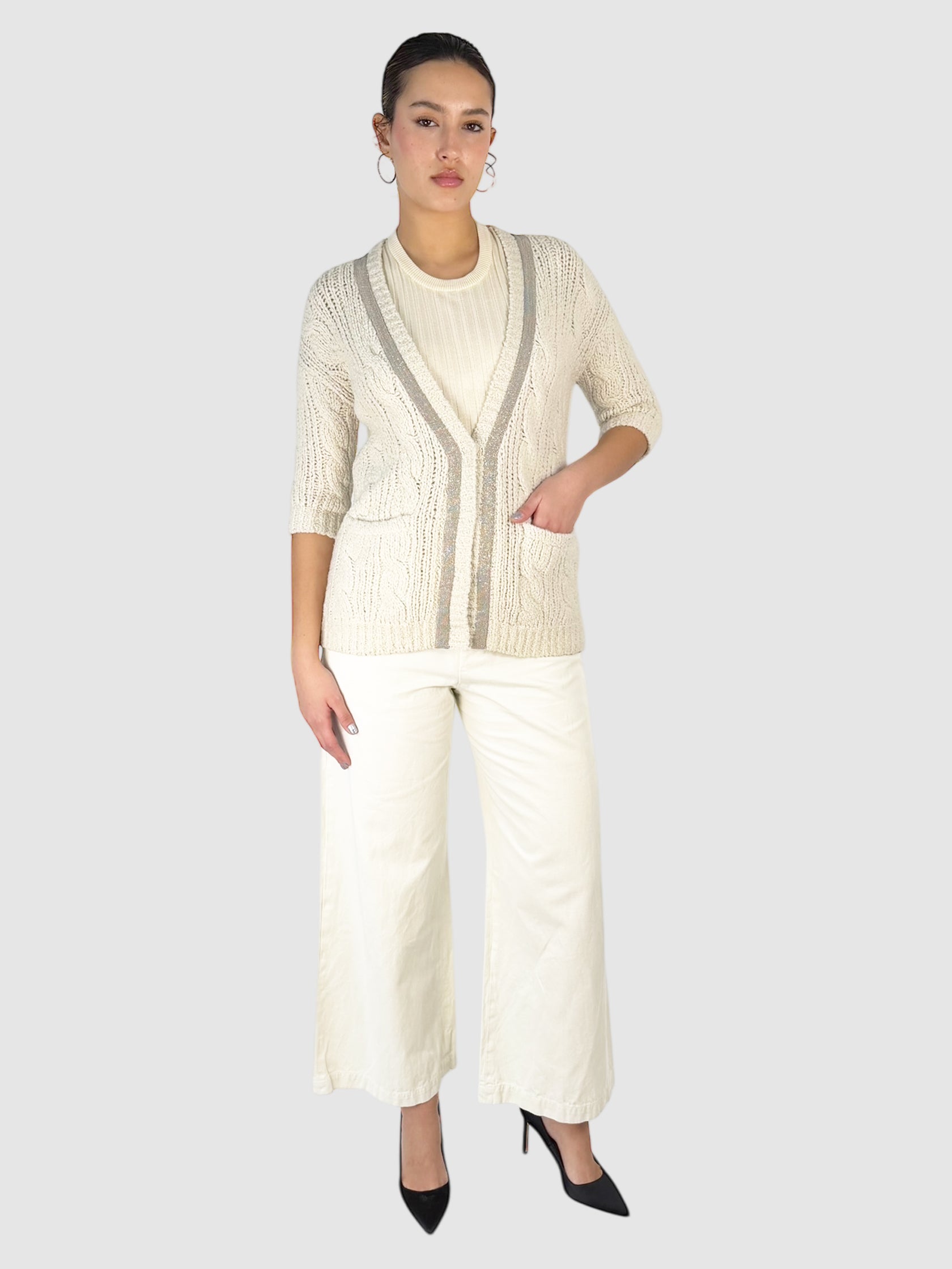 Monili Trim Wool Cardigan