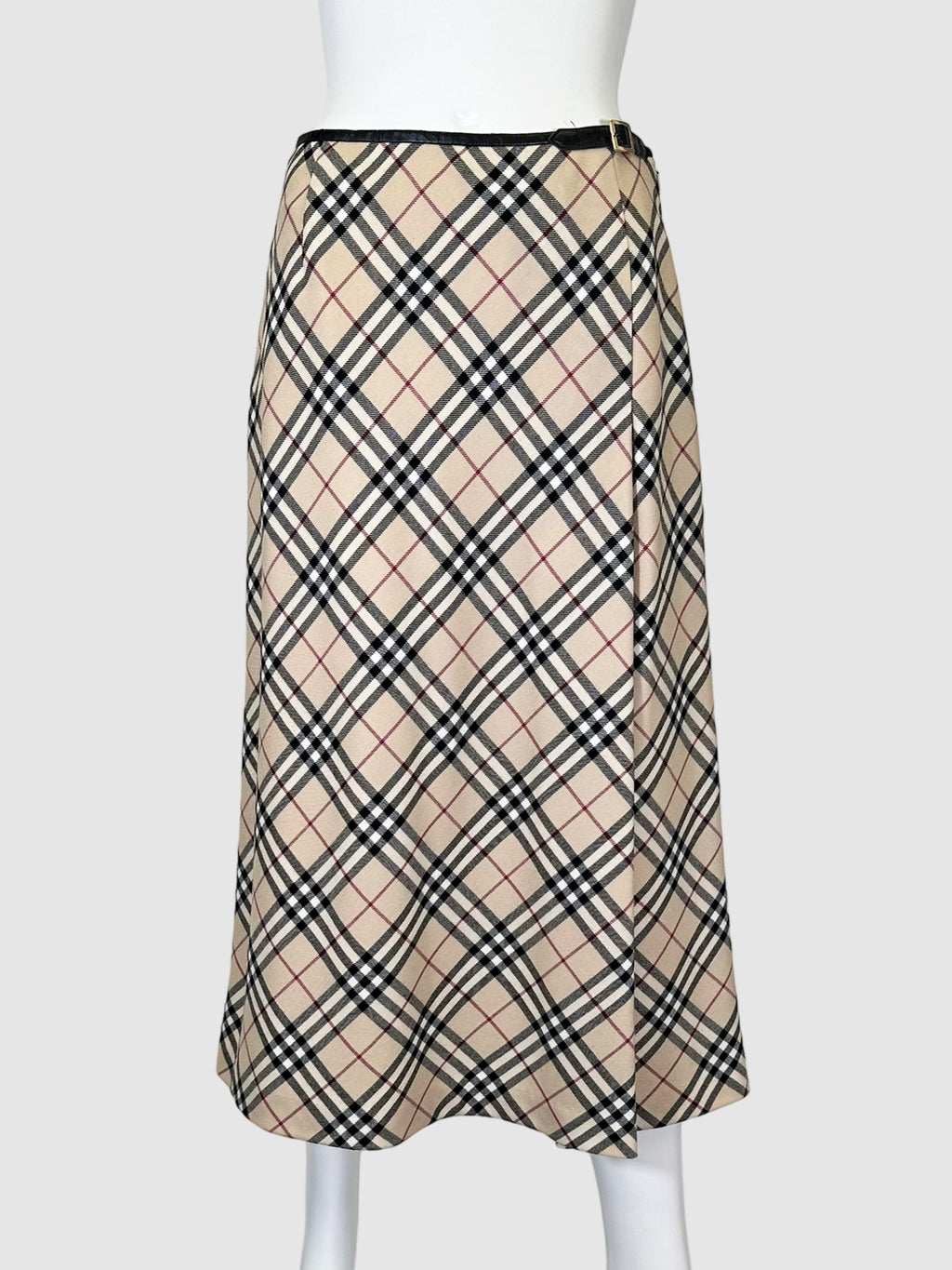 Burberry Check Print Midi Skirt - Size 40
