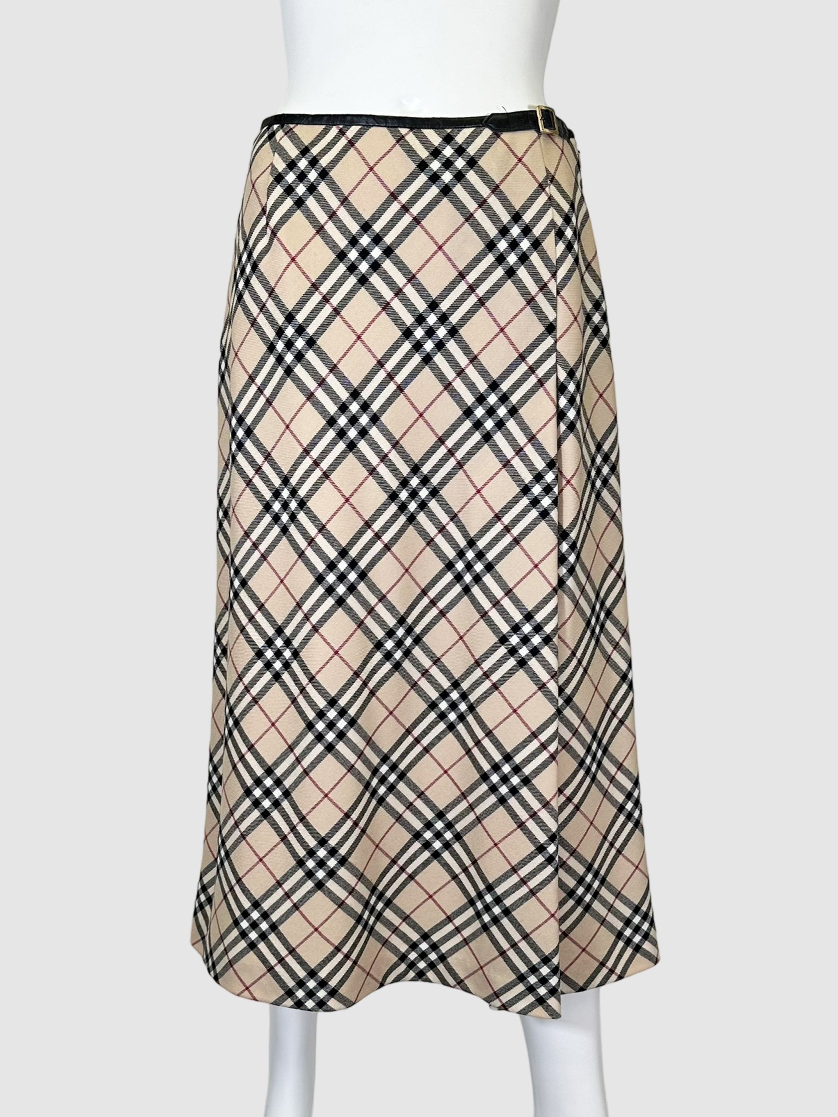 Burberry Check Print Midi Skirt - Size 40