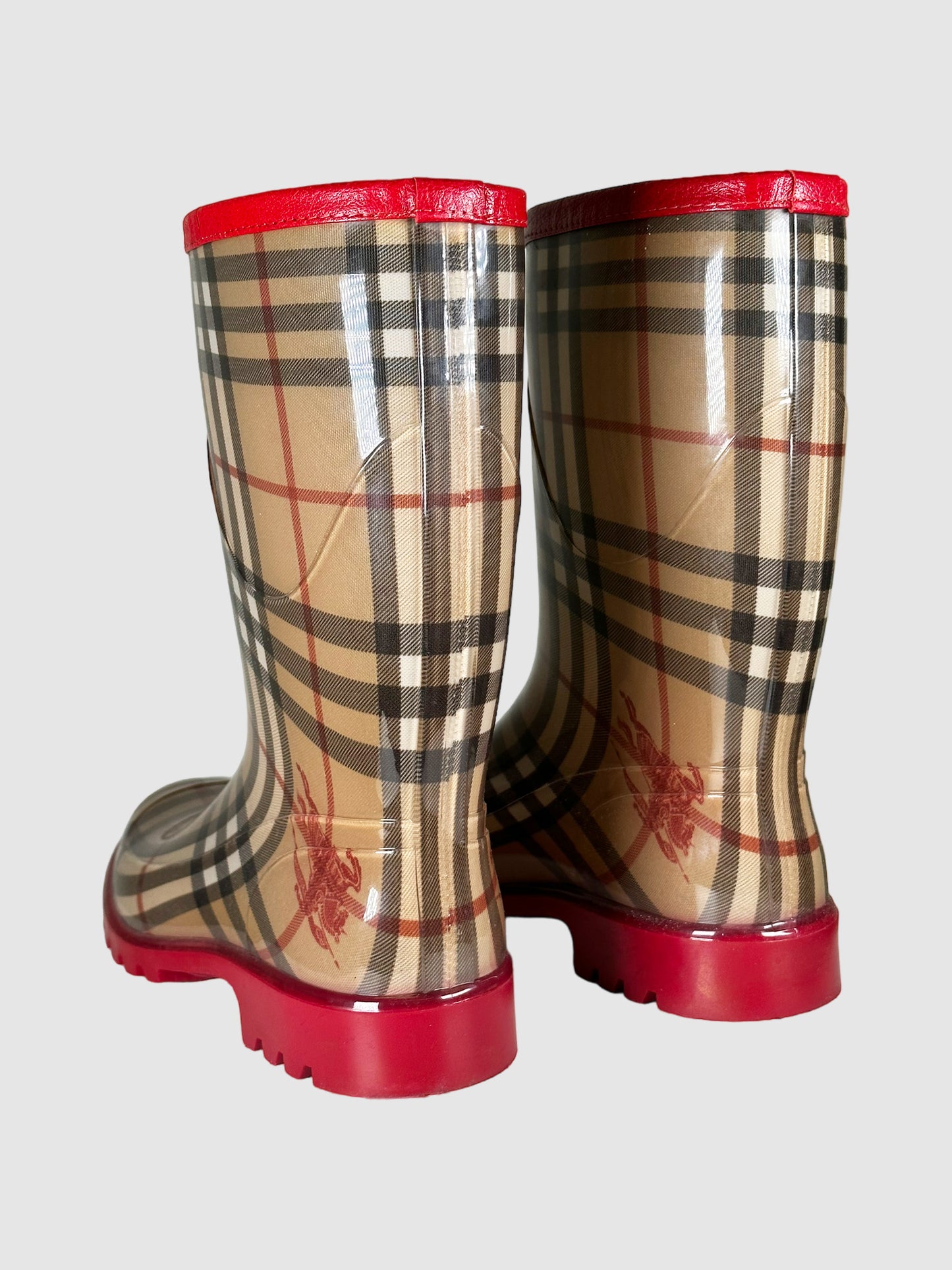 Burberry House Check Pattern Rubber Rain Boots - Size 40