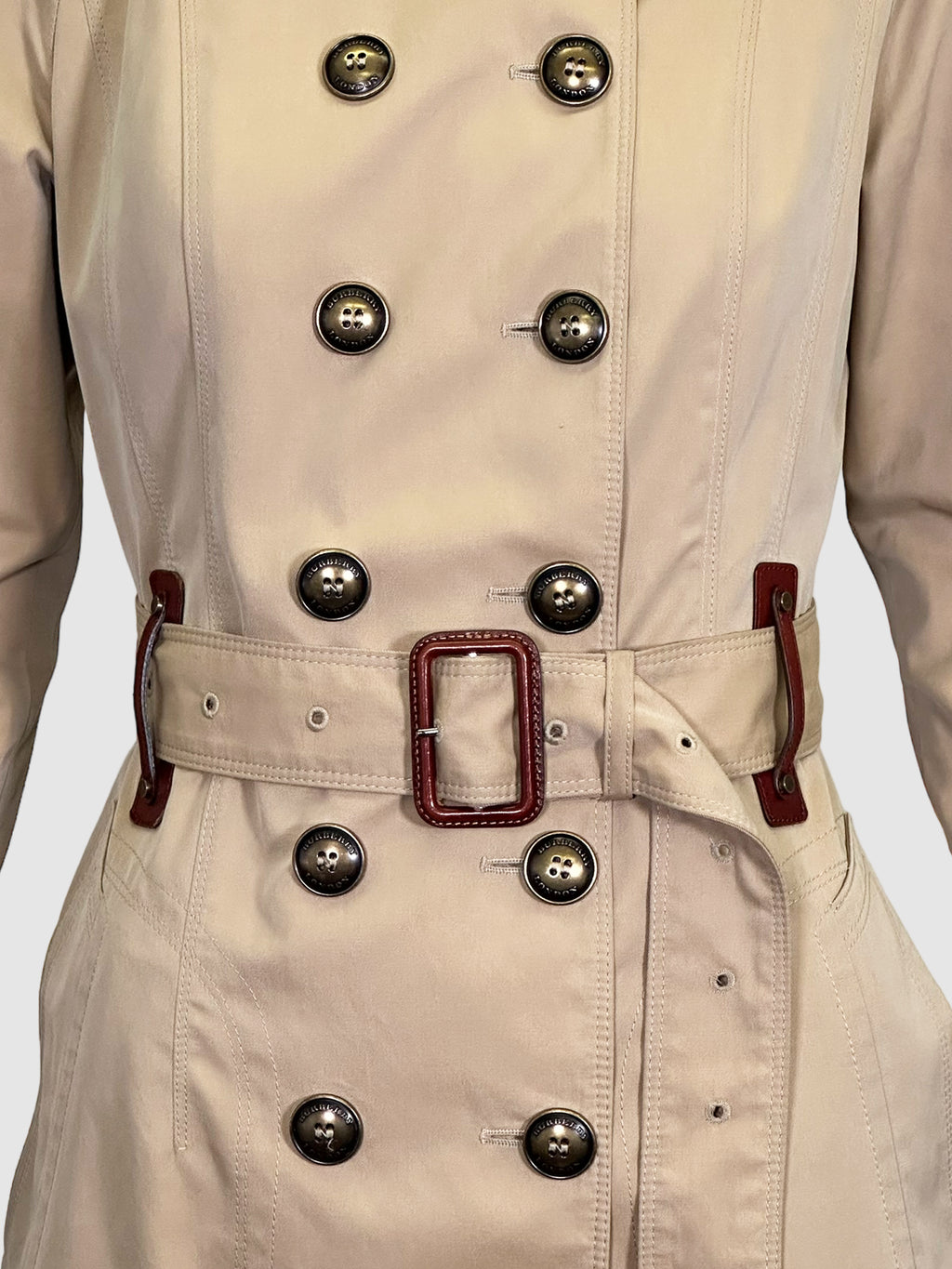 Belted Mid-Length Trench Coat - Size 6
