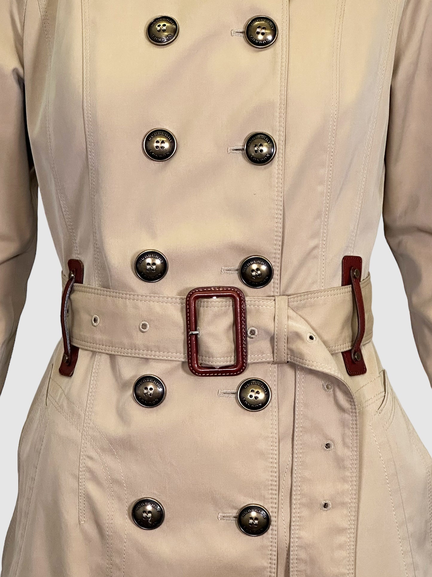 Belted Mid-Length Trench Coat - Size 6