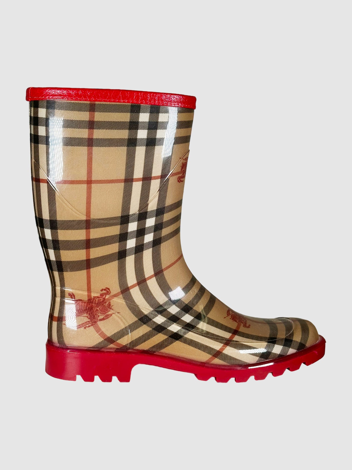 Burberry House Check Pattern Rubber Rain Boots - Size 40