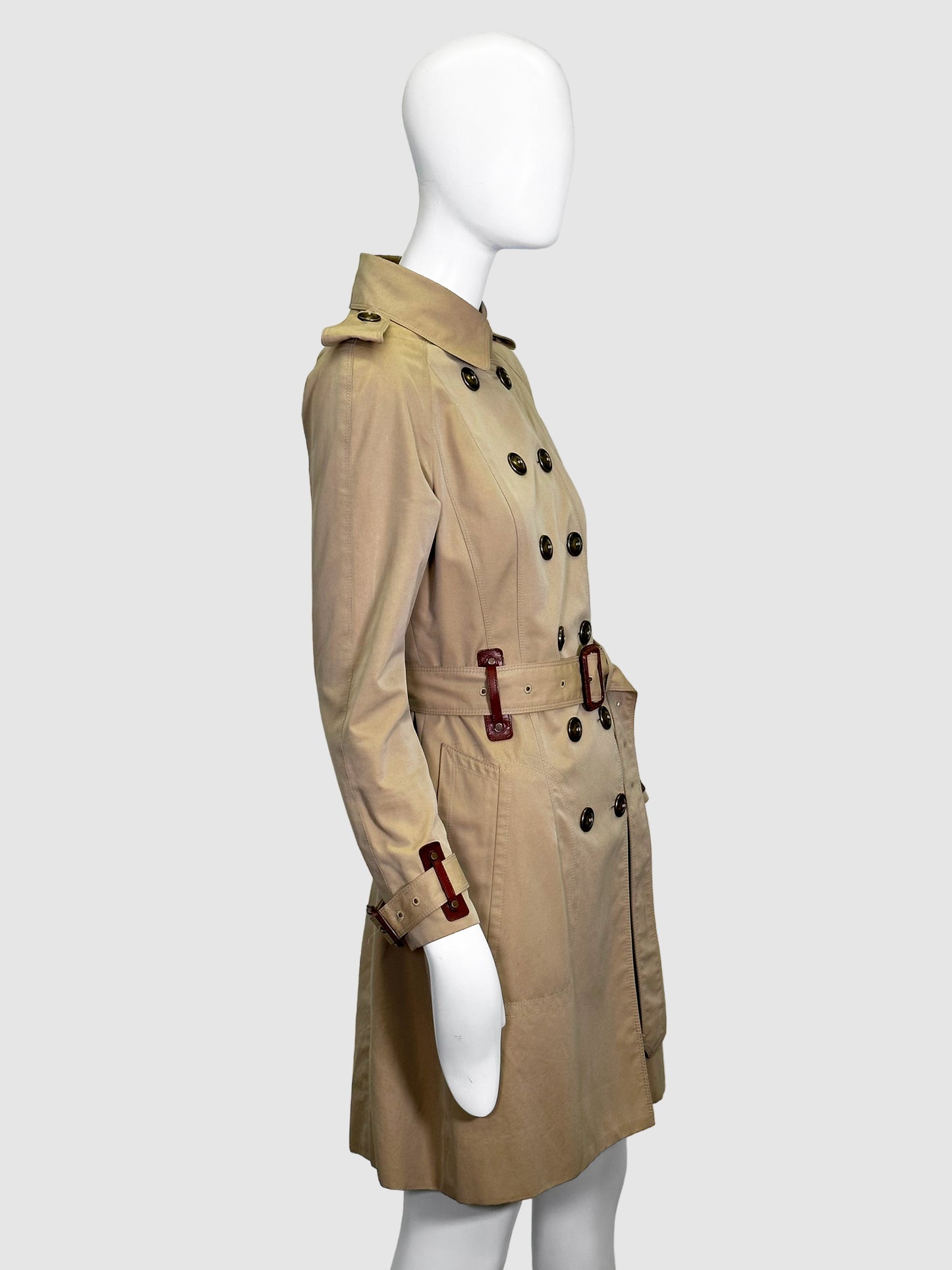 Belted Mid-Length Trench Coat - Size 6