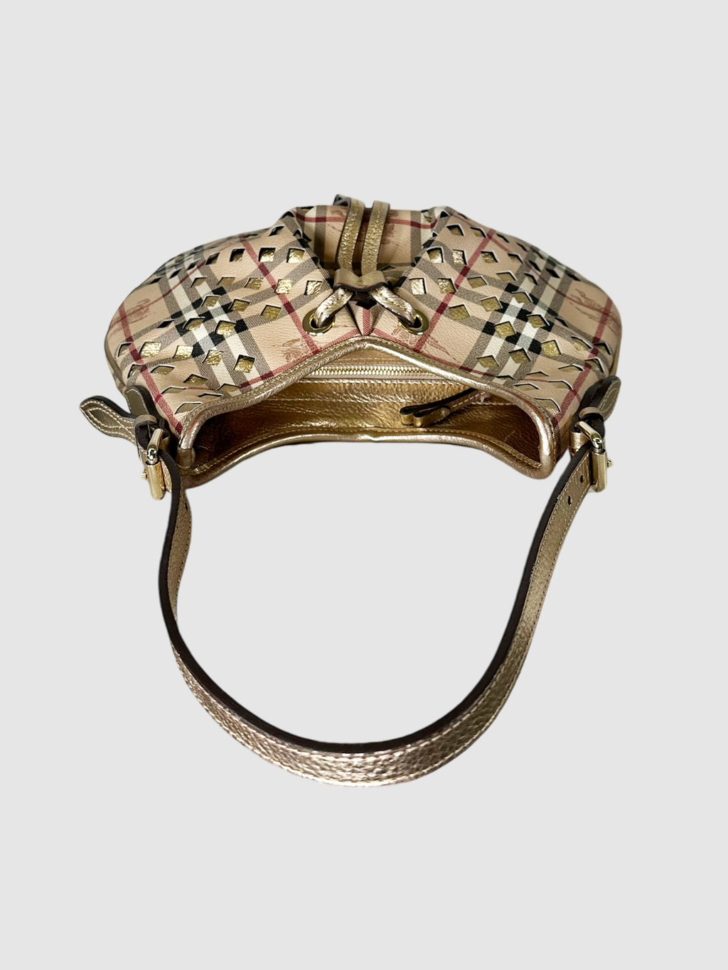 Haymarket Check Drawstring Hobo Bag