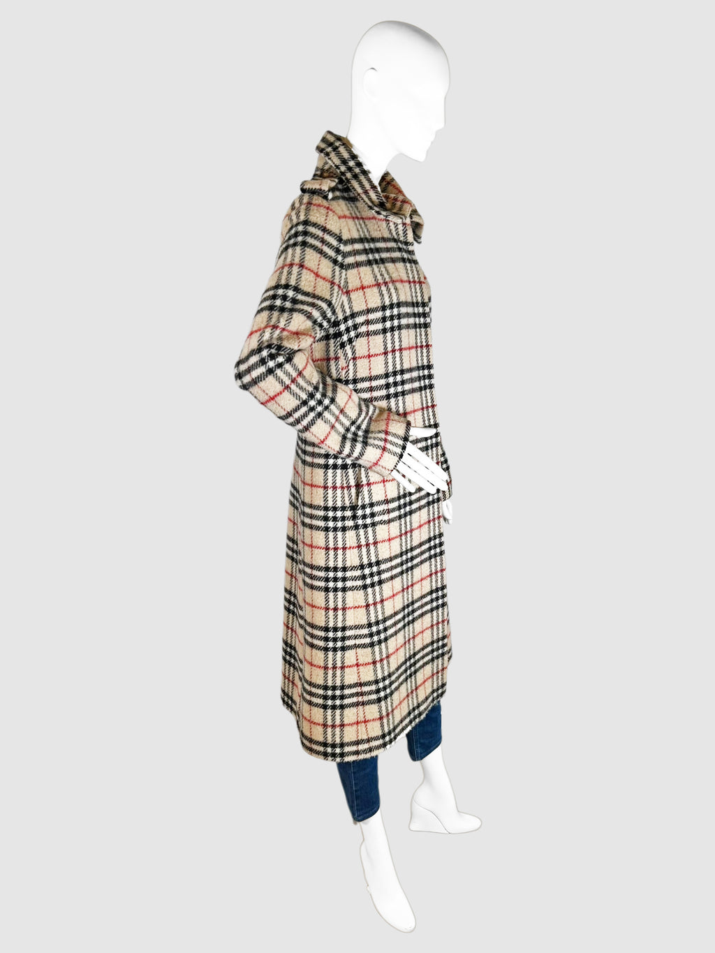 Nova Check Single-Breasted Wool Coat - Size 10