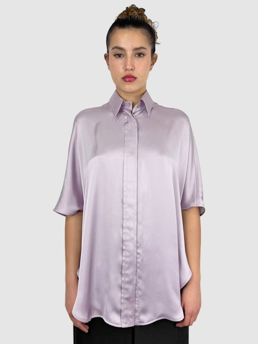 Satin Button-Up Top