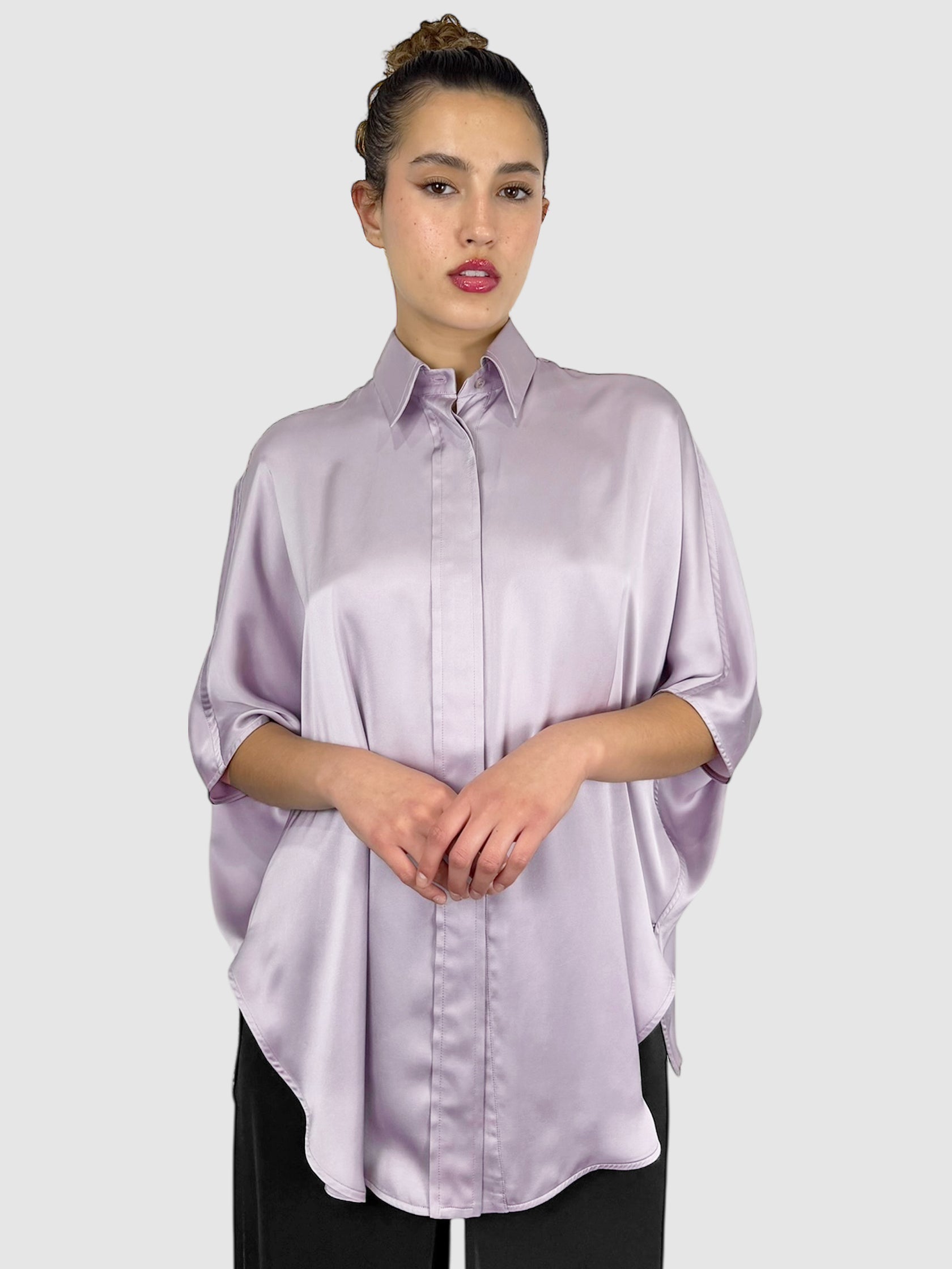 Satin Button-Up Top