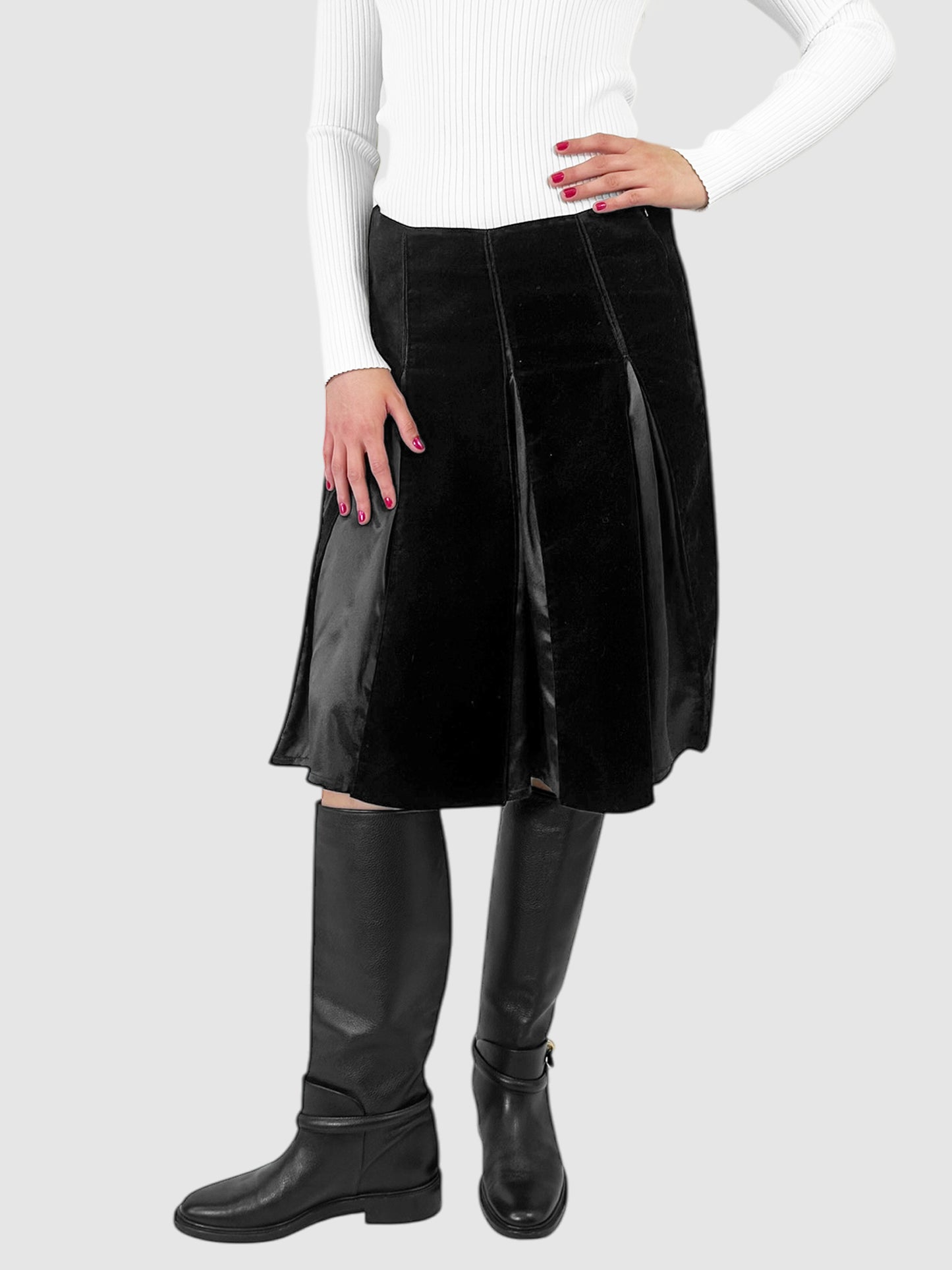 Velvet Pleated Midi Skirt - Size 8