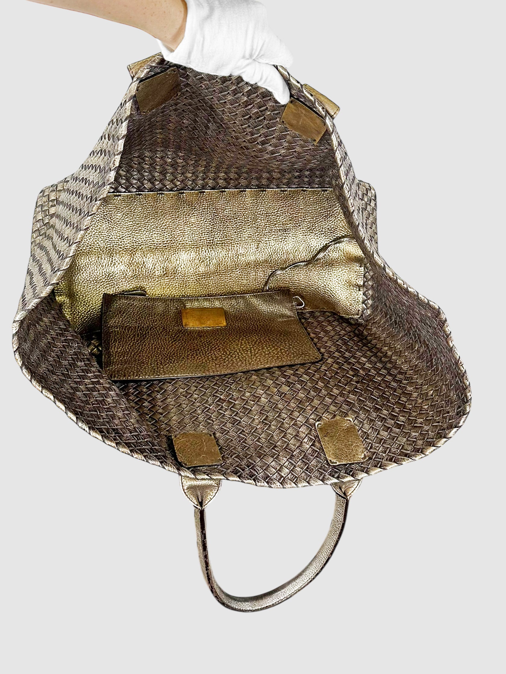Large Metallic Intrecciato Cabat Tote