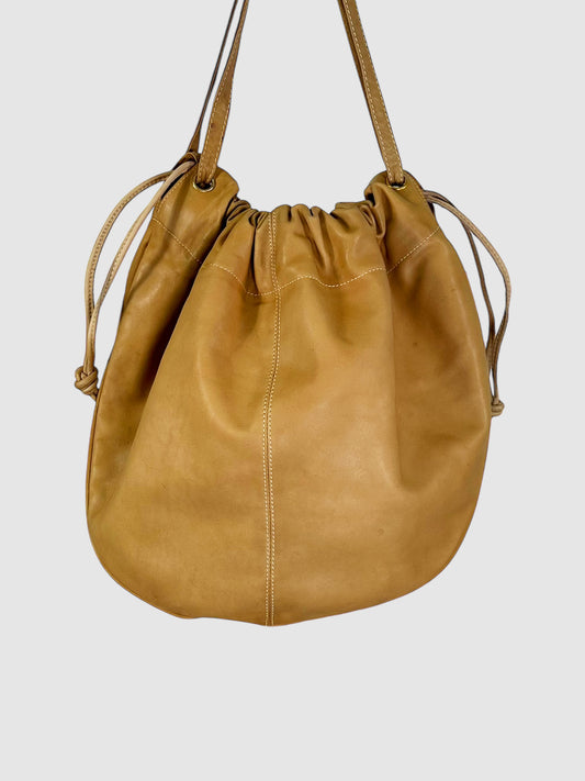 Leather Drawstring Hobo Bag