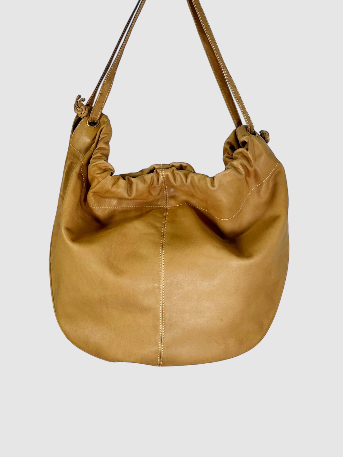 Leather Drawstring Hobo Bag