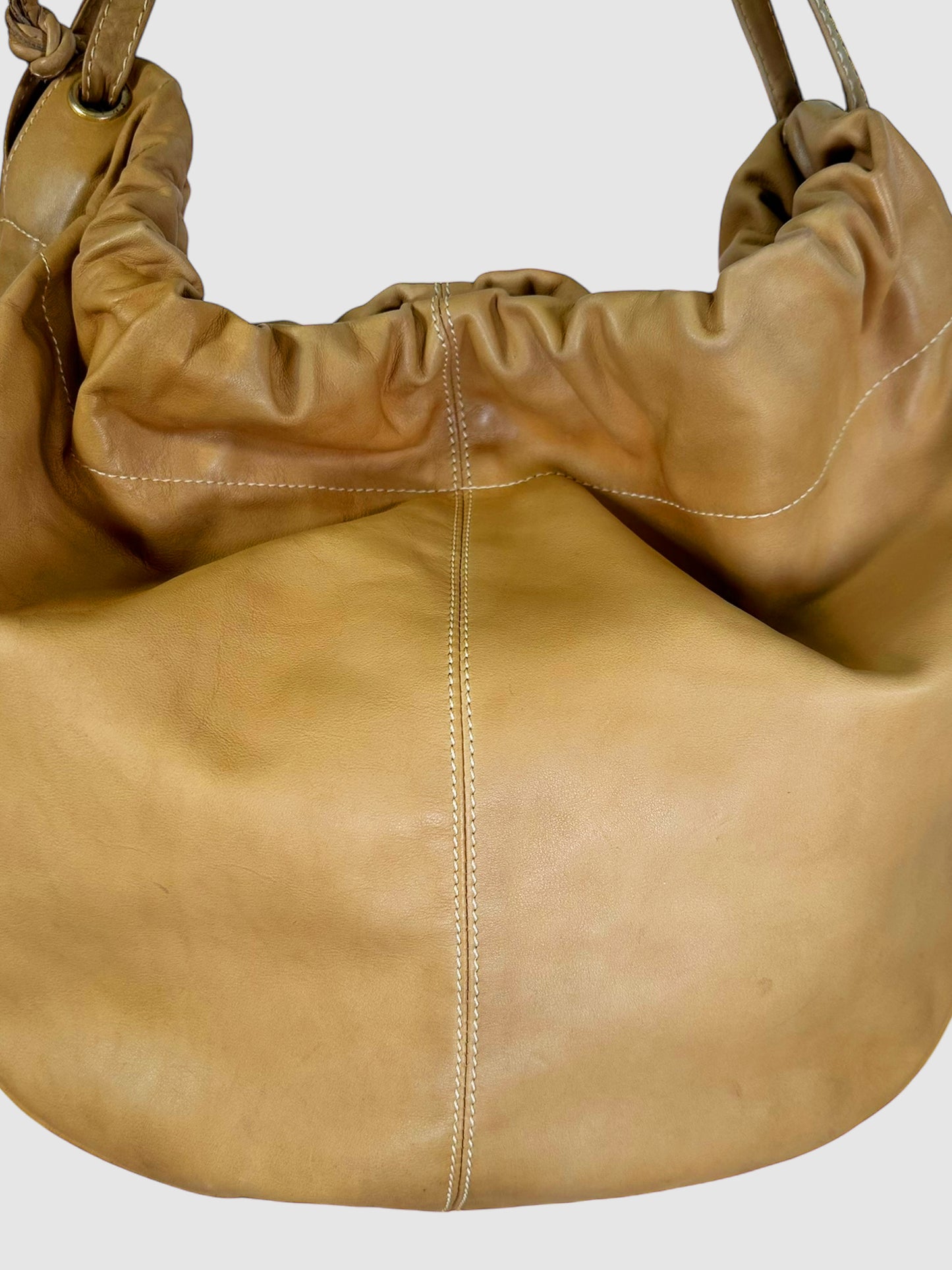 Leather Drawstring Hobo Bag