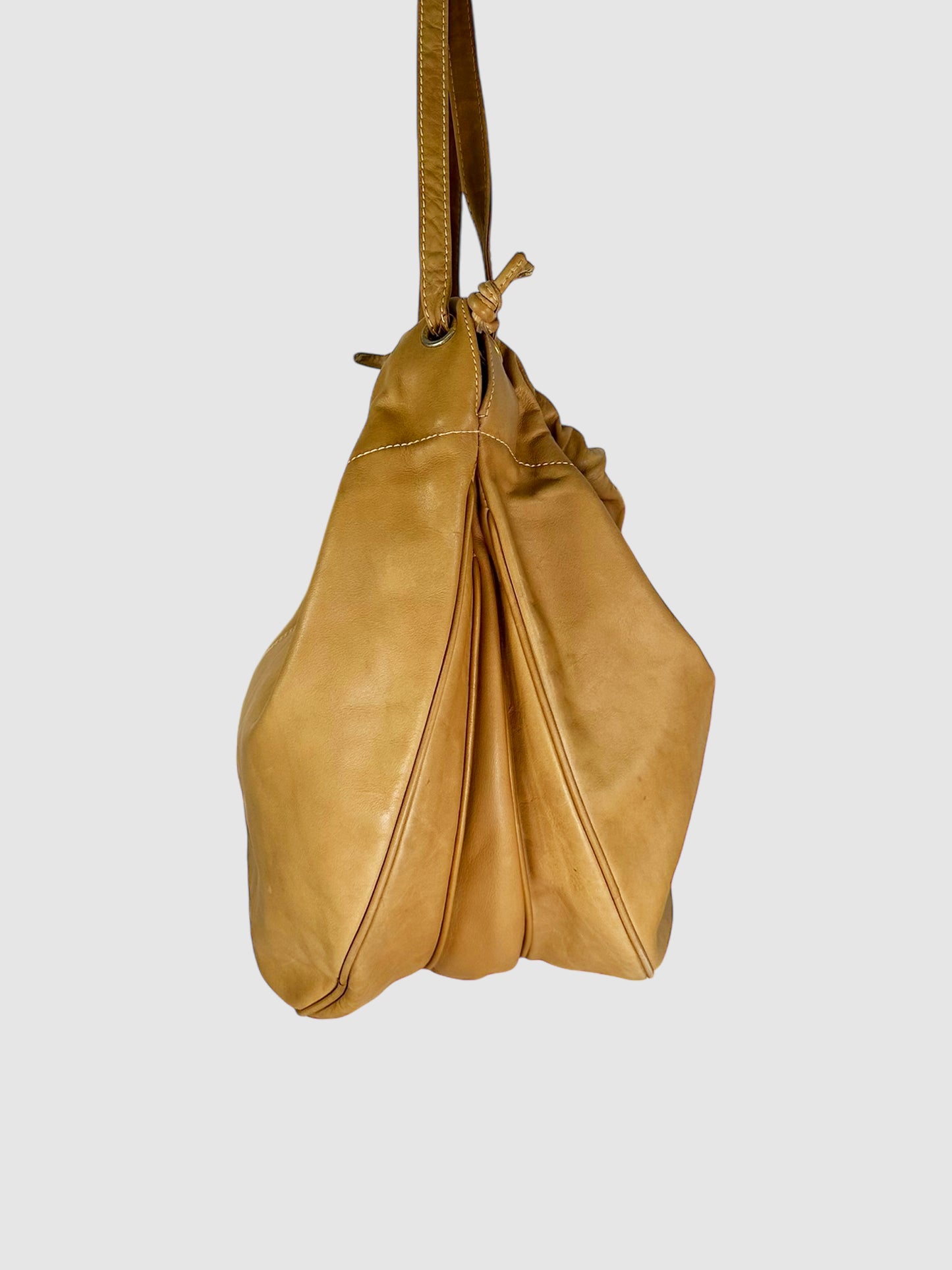 Leather Drawstring Hobo Bag