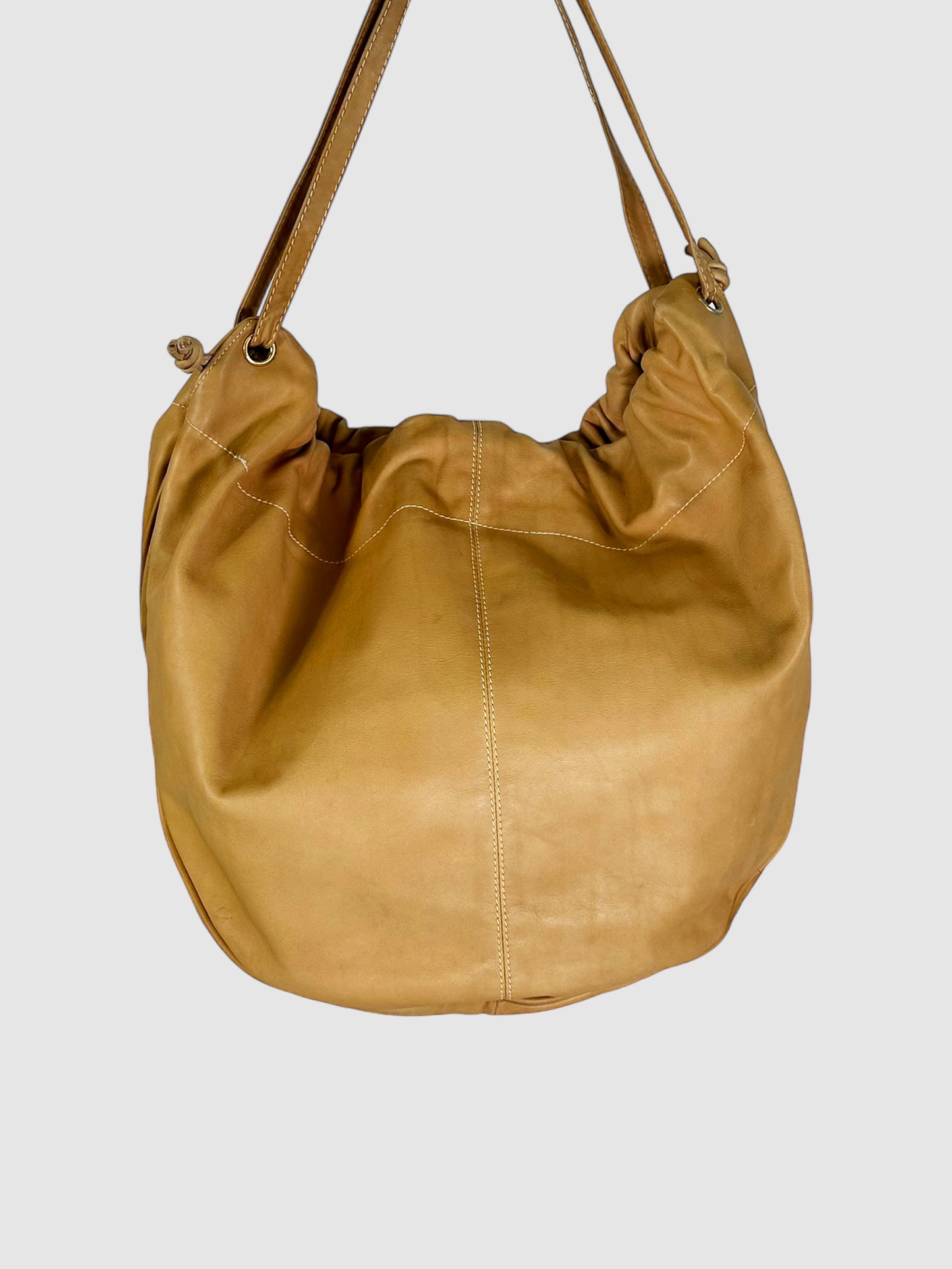 Leather Drawstring Hobo Bag