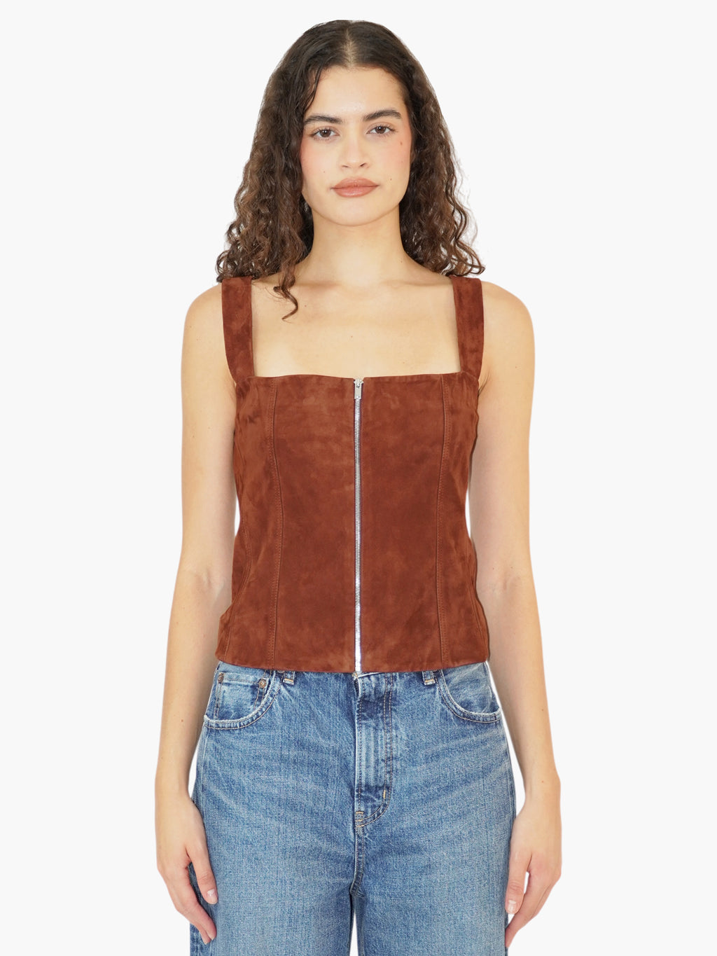 Suede Zip-Up Top
