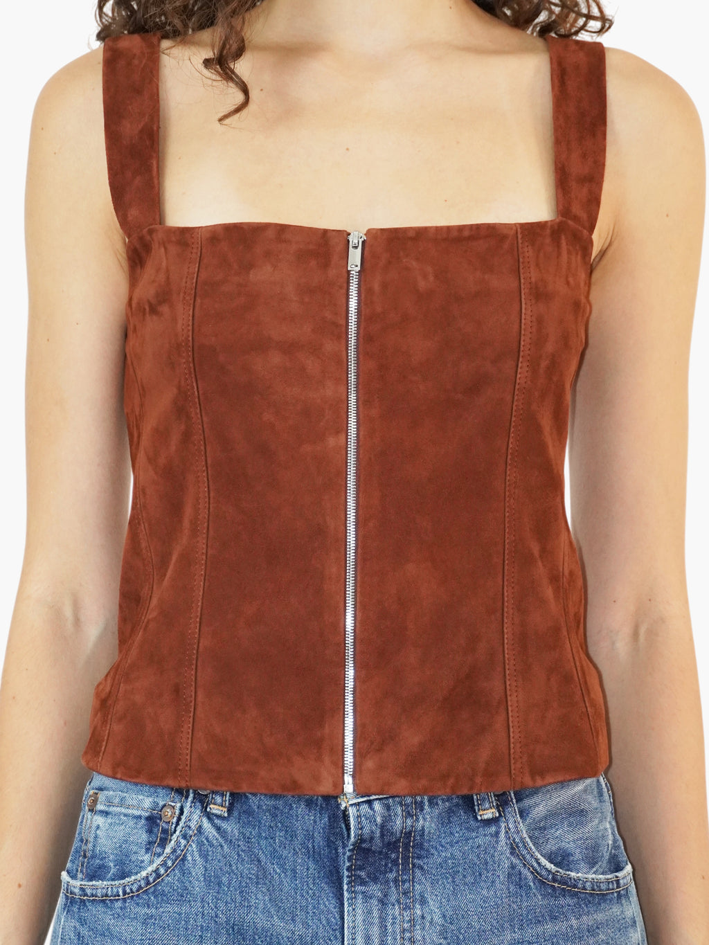 Suede Zip-Up Top