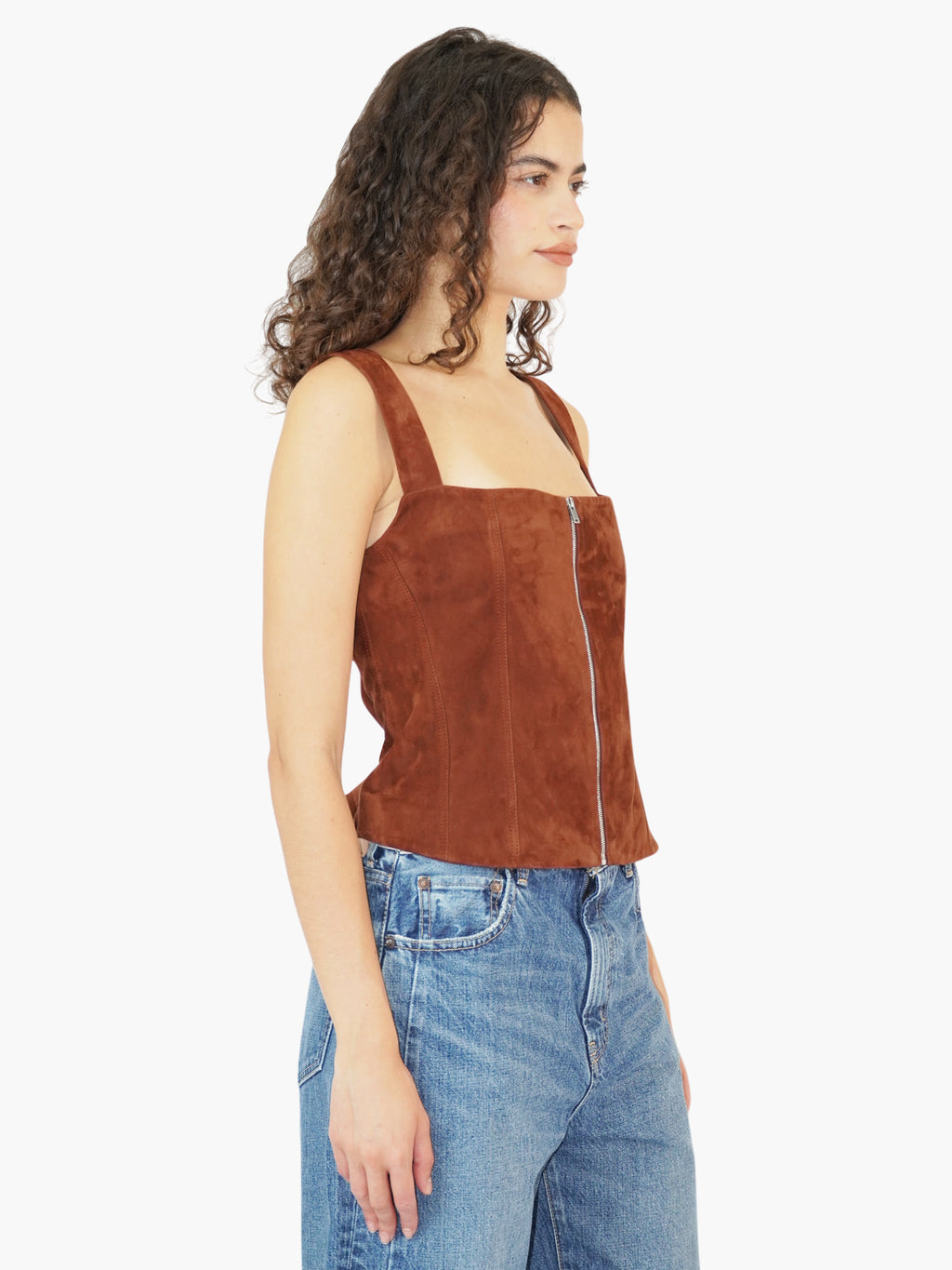 Suede Zip-Up Top