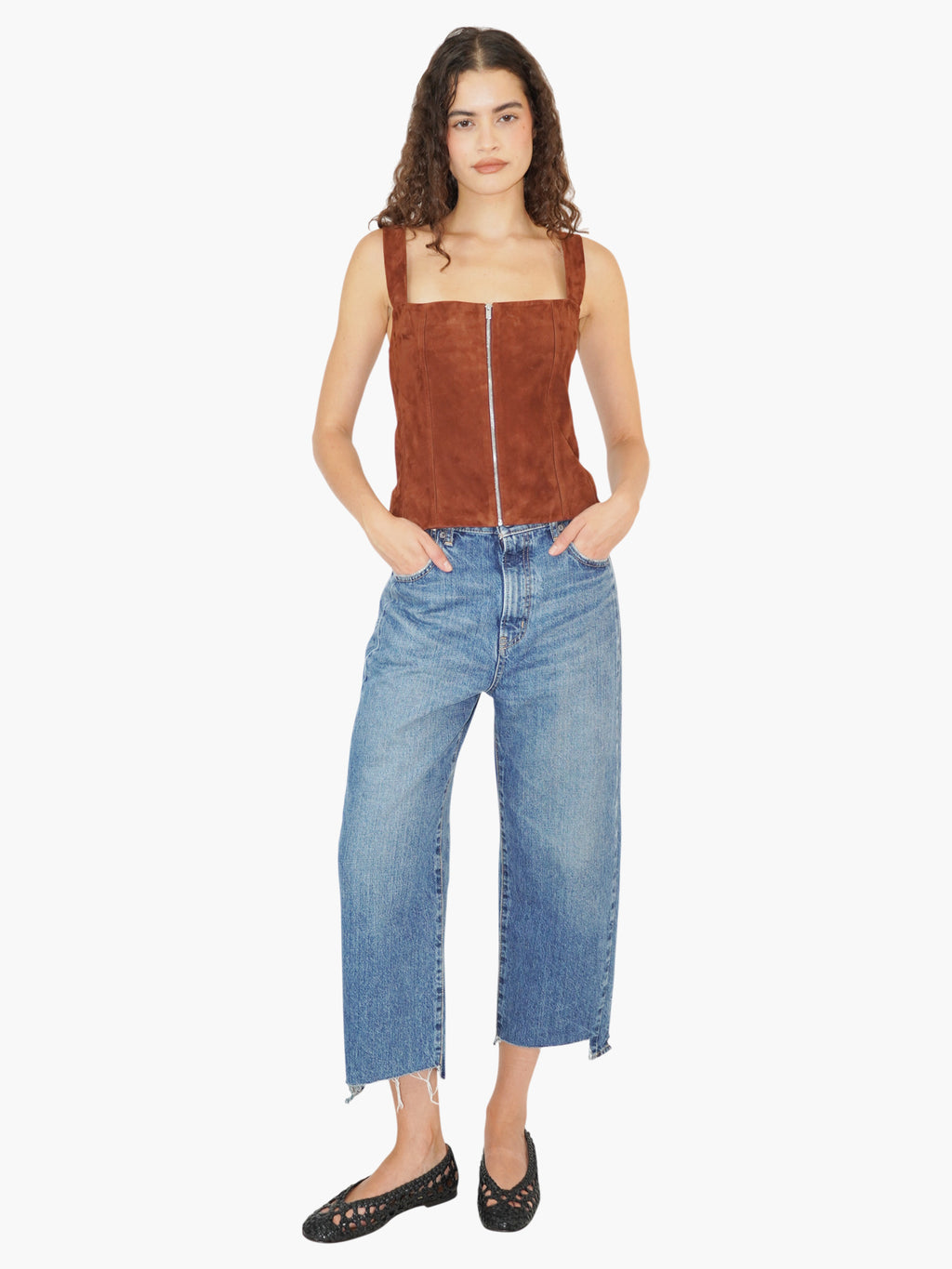 Suede Zip-Up Top