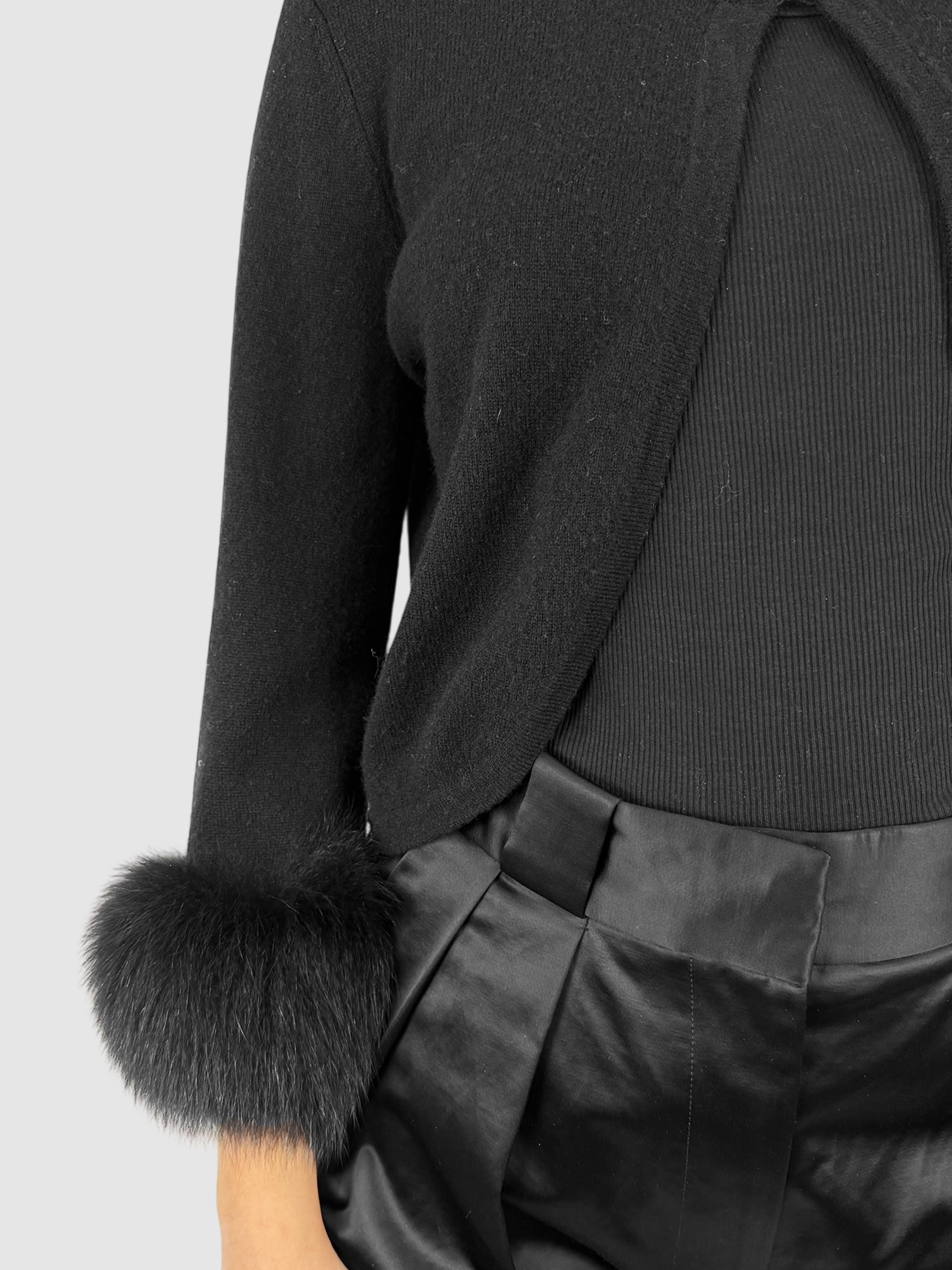 Cashmere Fur Trim Cardigan