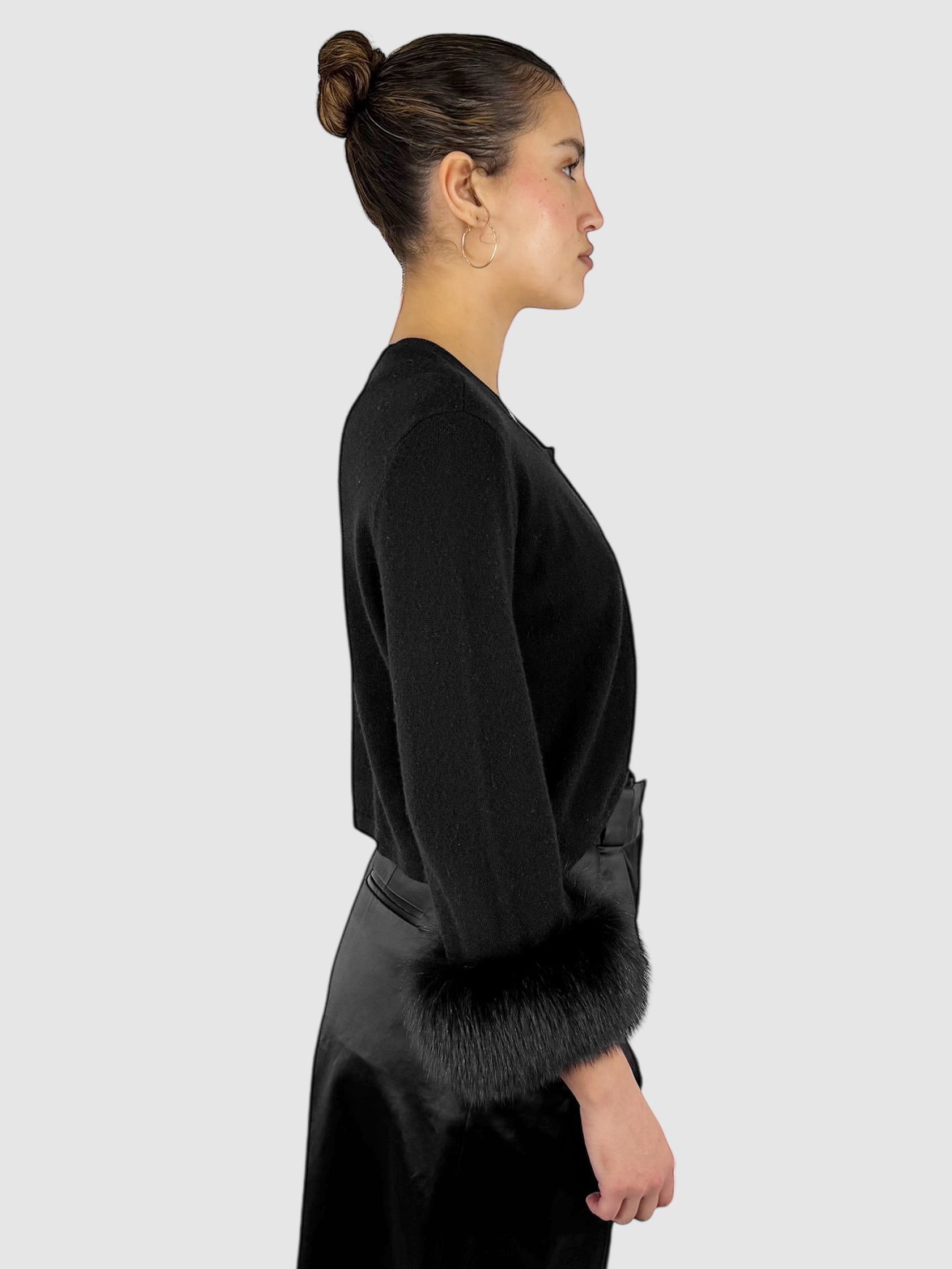 Cashmere Fur Trim Cardigan