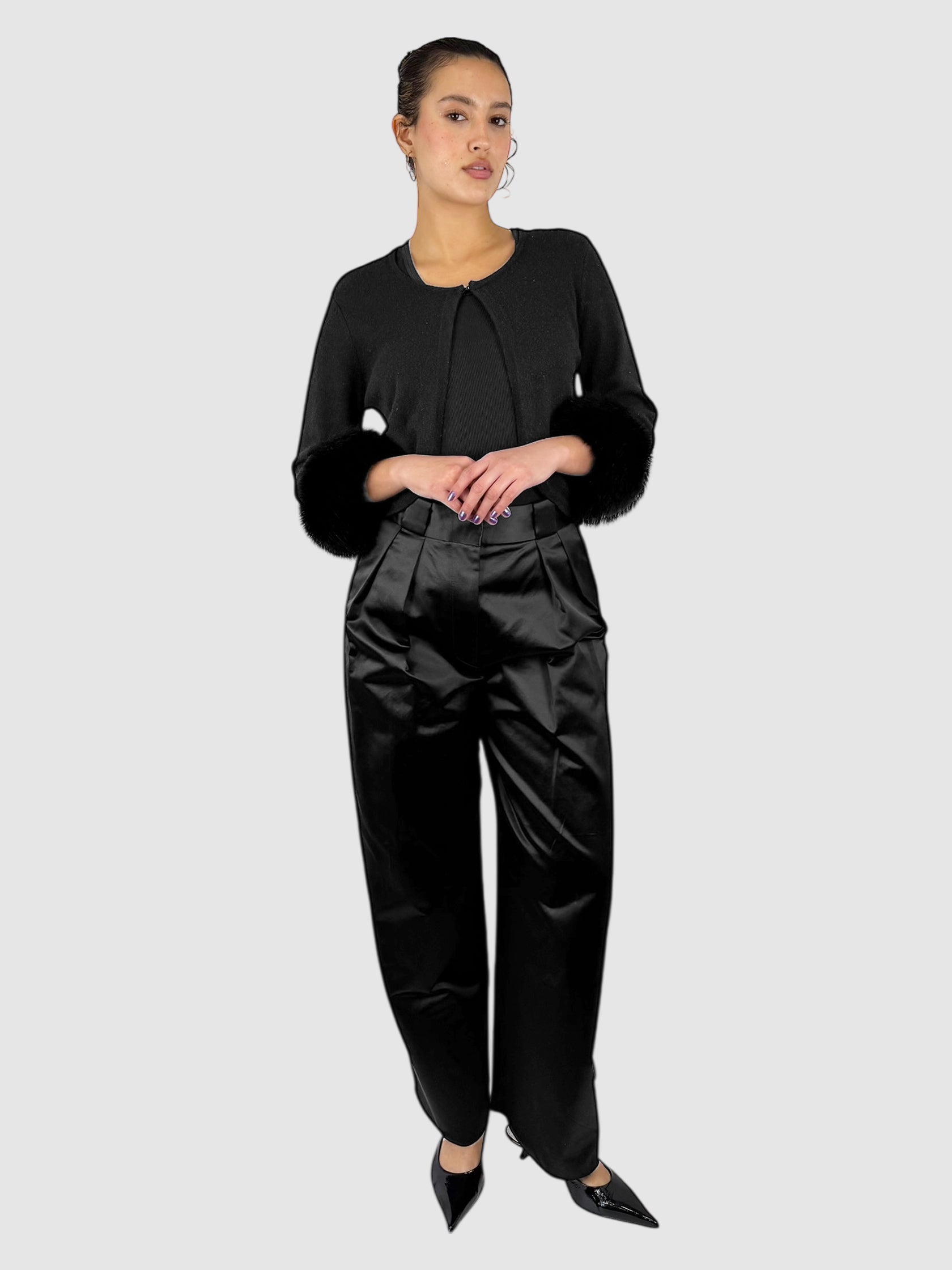 Cashmere Fur Trim Cardigan