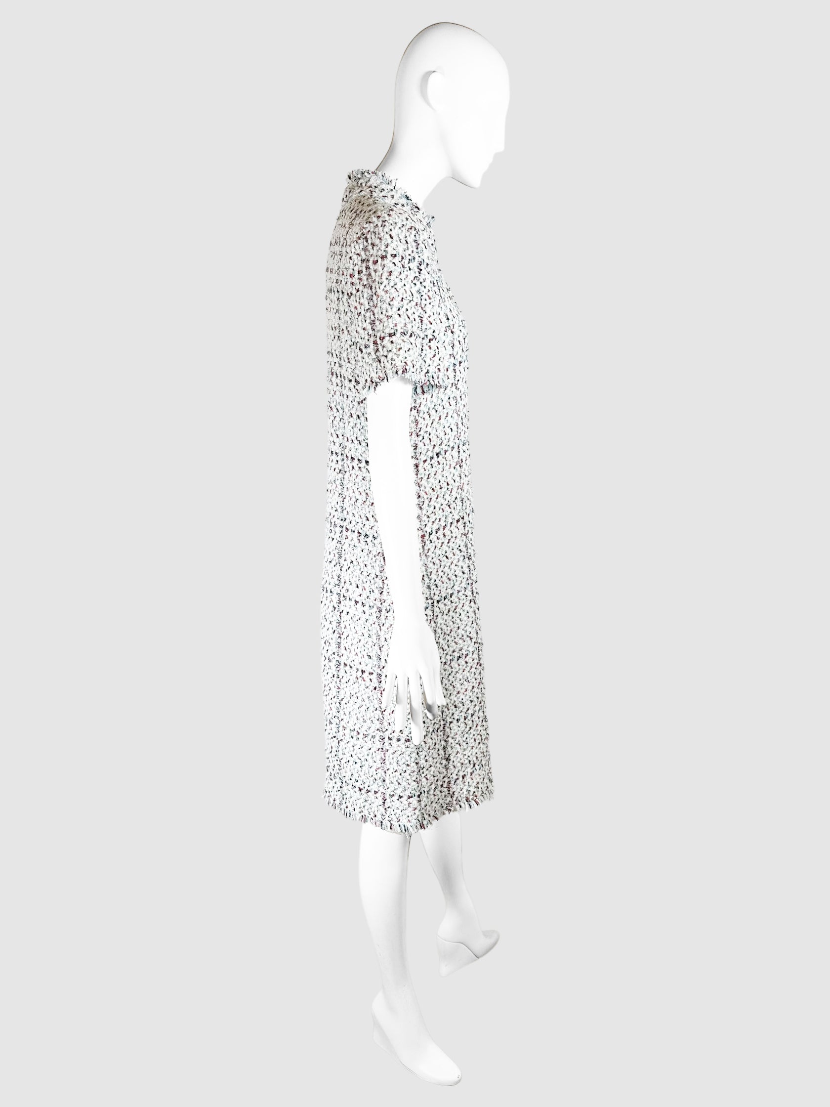 Tweed Quarter Zip Midi Dress - Size 3