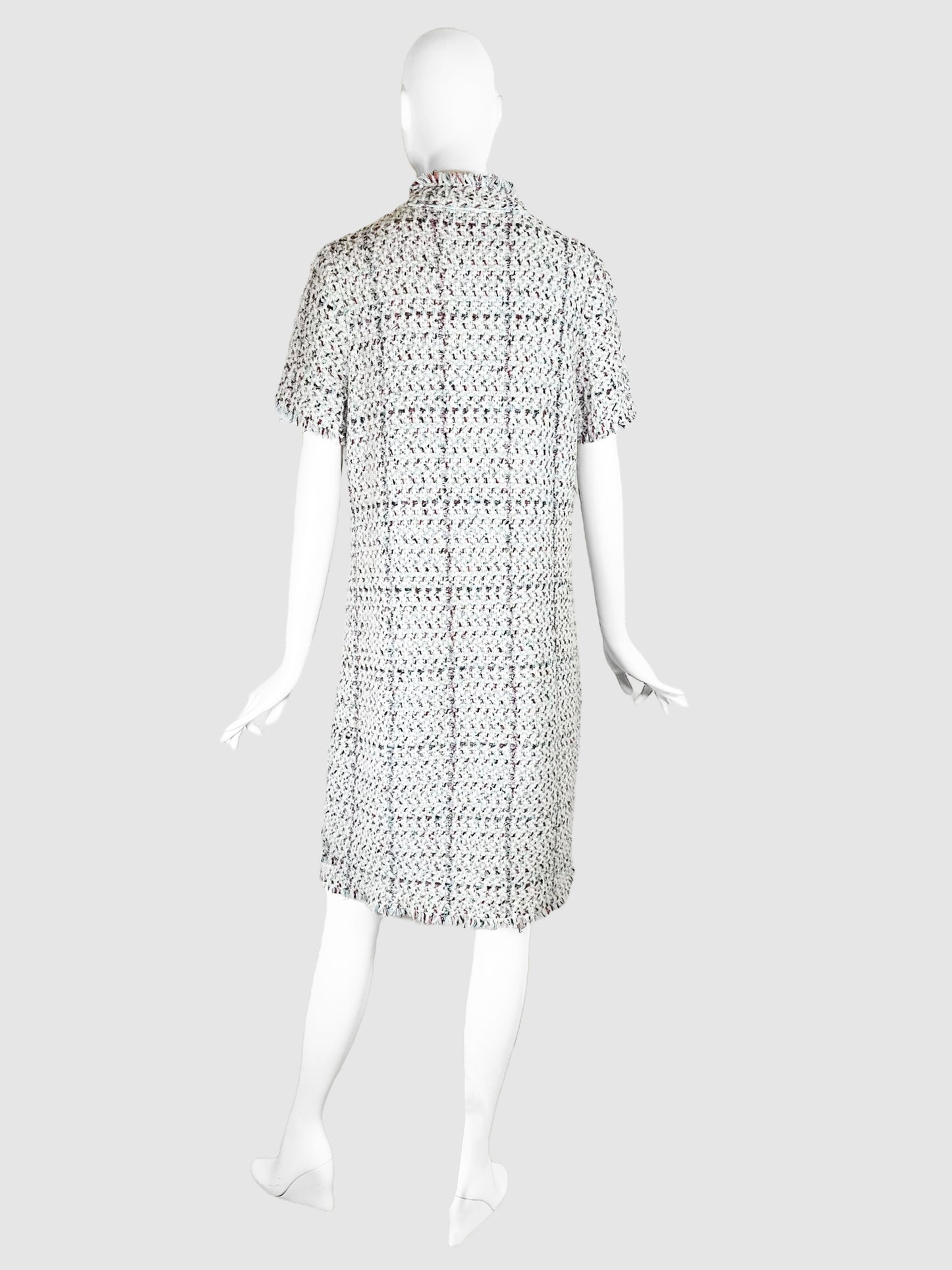 Tweed Quarter Zip Midi Dress - Size 3