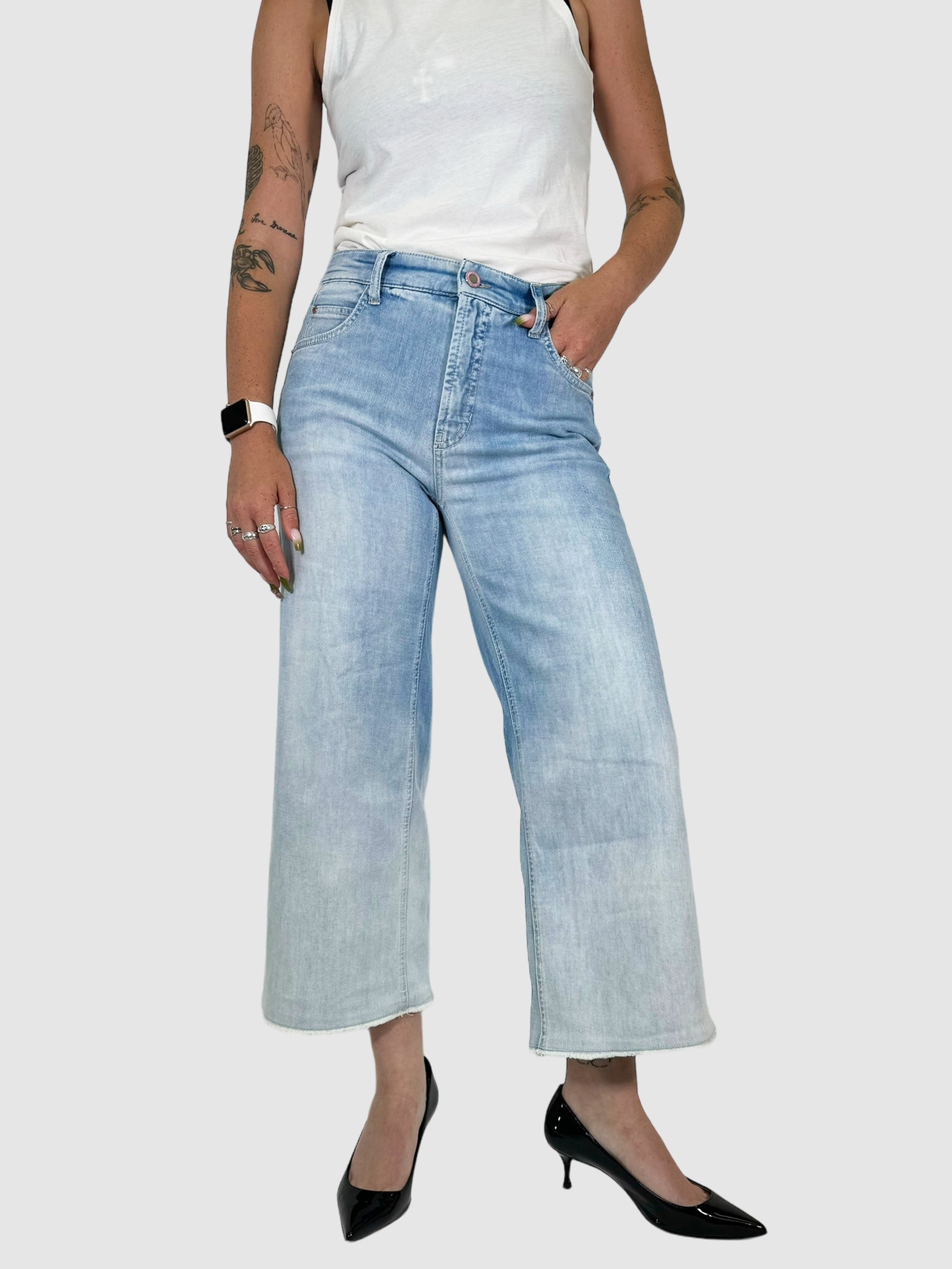 Cambio Blue Wide-Leg Cropped Jeans Size 29 Consignment Secondhand Designer Luxury Resale Toronto Trendy