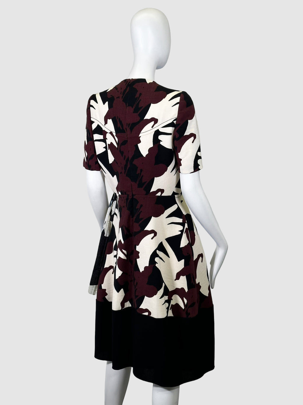 Floral Print Short-Sleeve Dress - Size 38