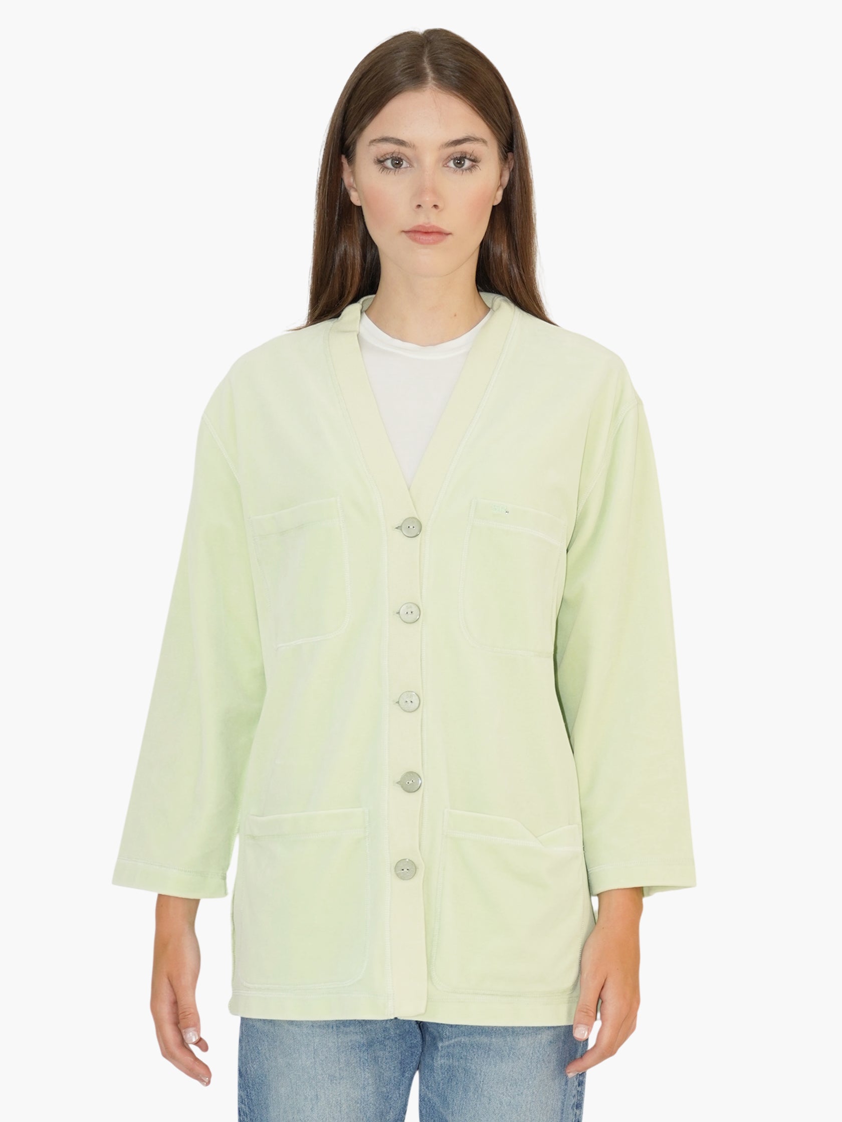 Velour Button-Up Cardigan