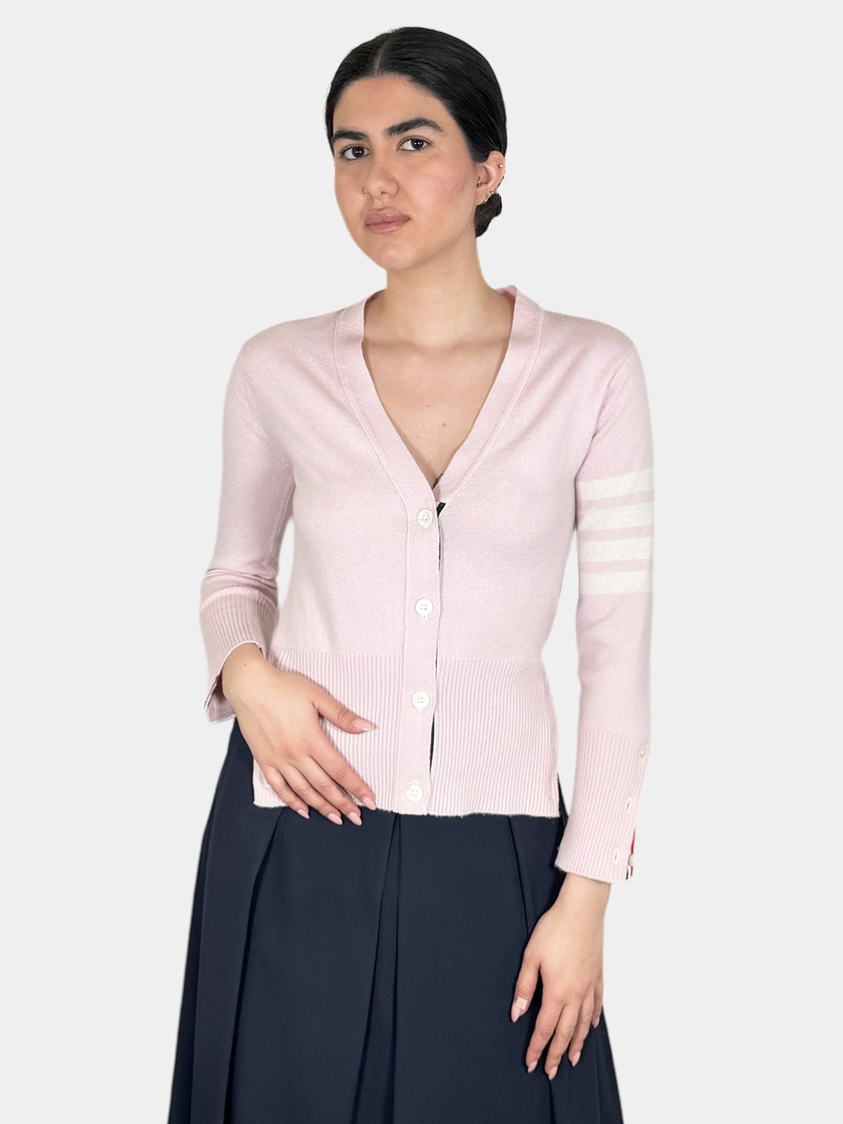 4-Bar V-Neck Cashmere Cardigan - Size 42