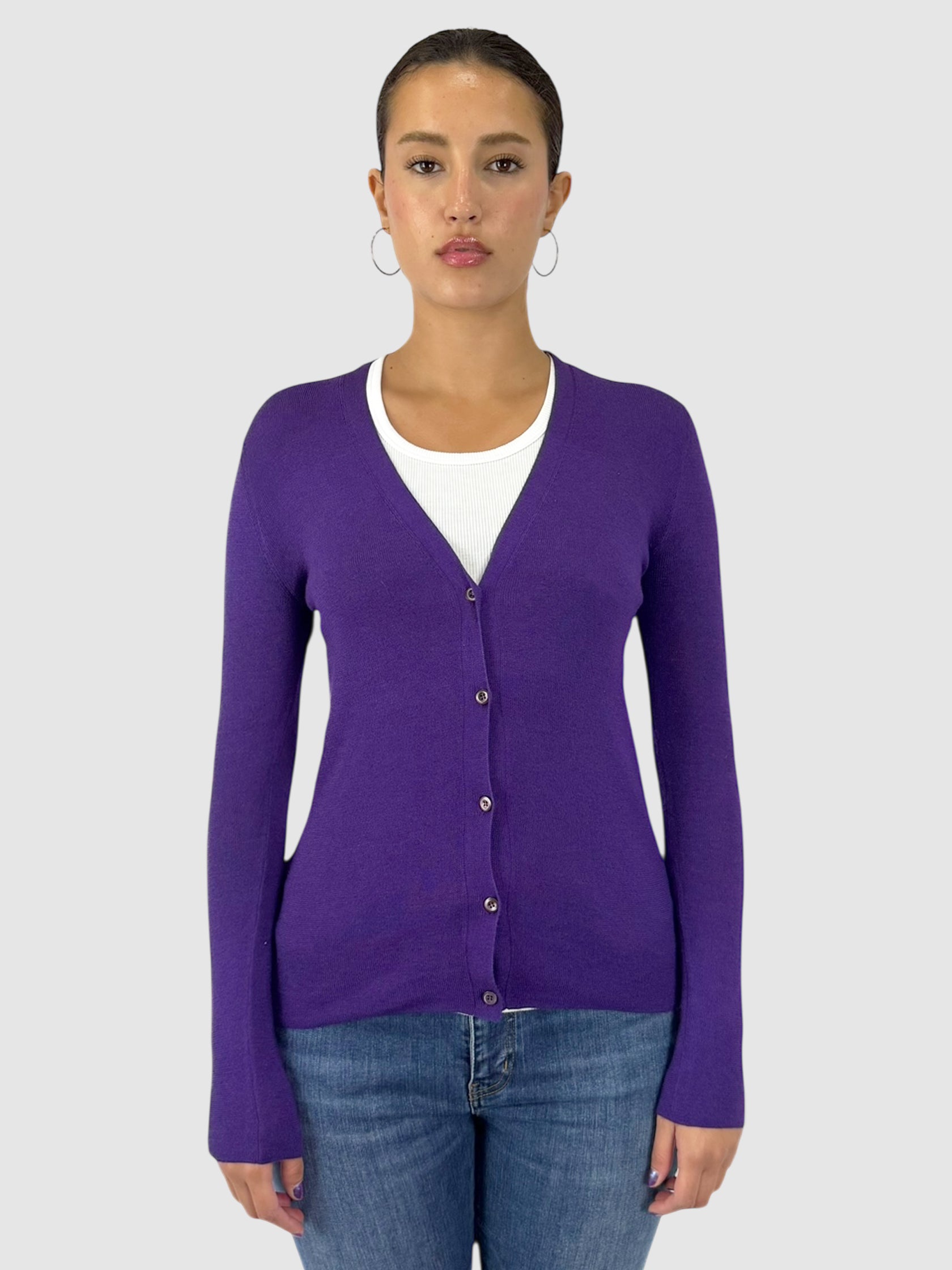 V-Neck Button-Up Cardigan