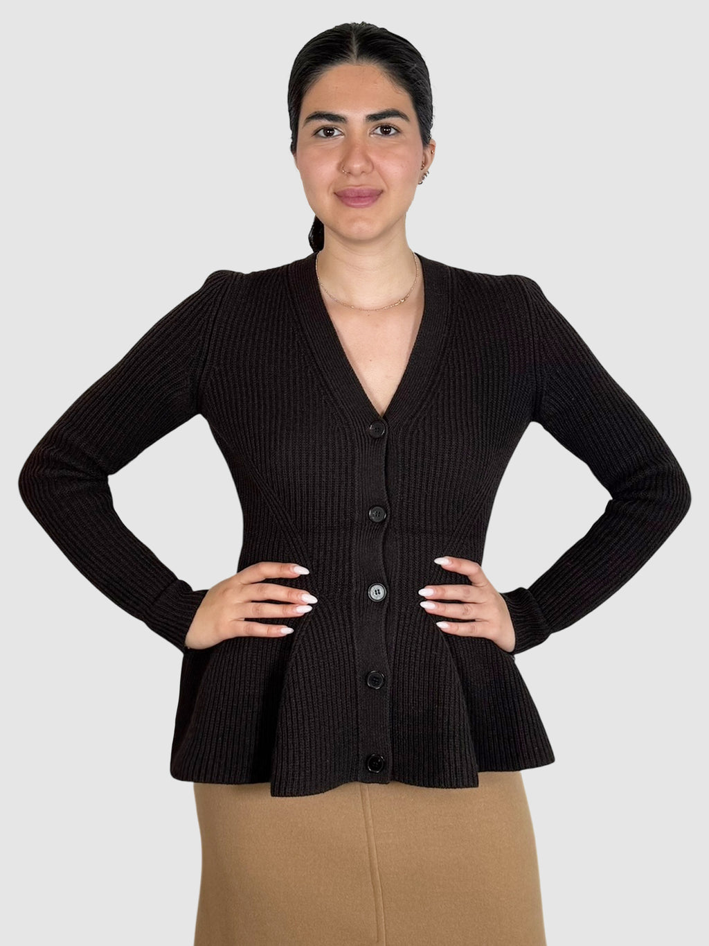 Peplum Wool Cardigan