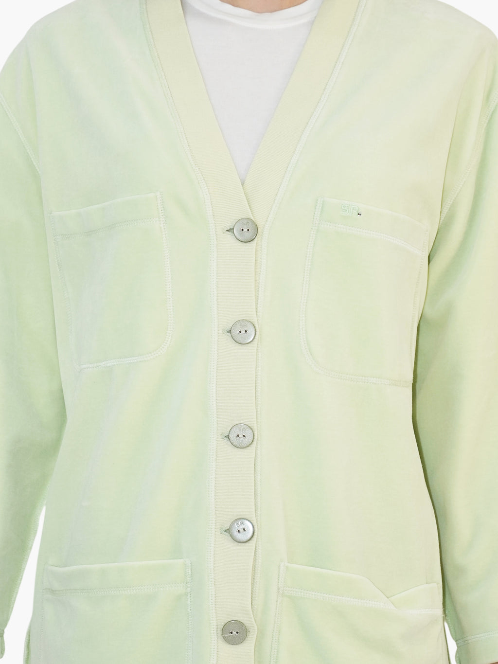 Velour Button-Up Cardigan