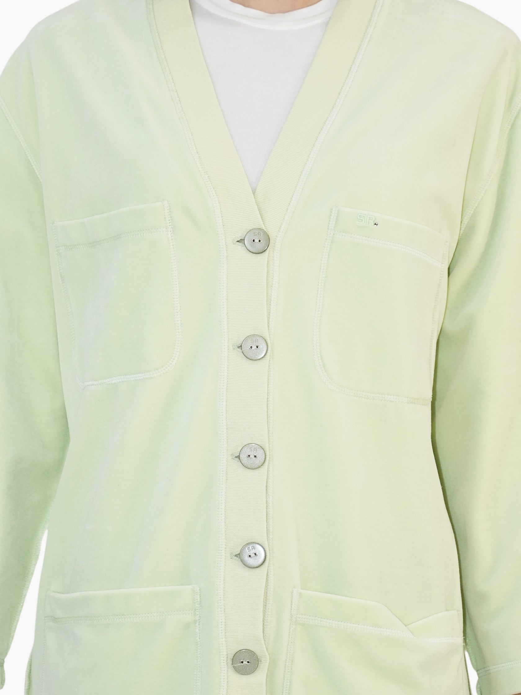 Velour Button-Up Cardigan