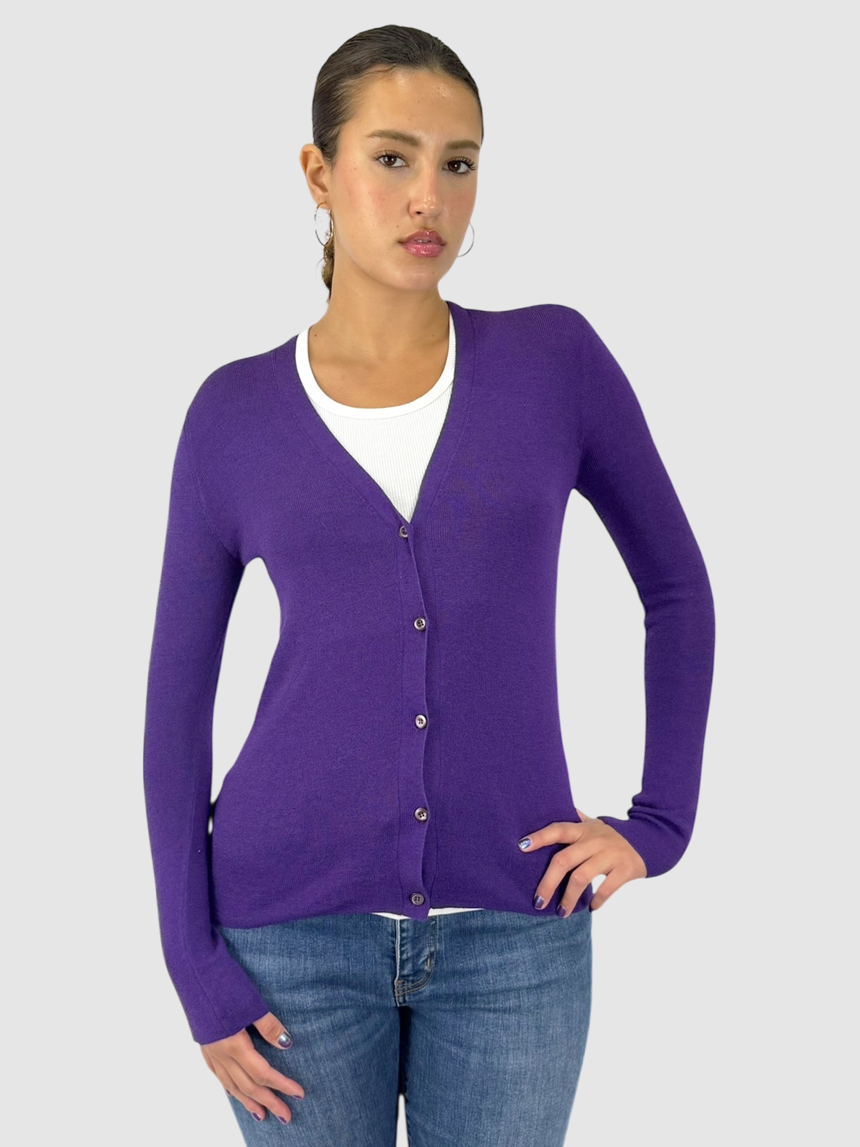 V-Neck Button-Up Cardigan