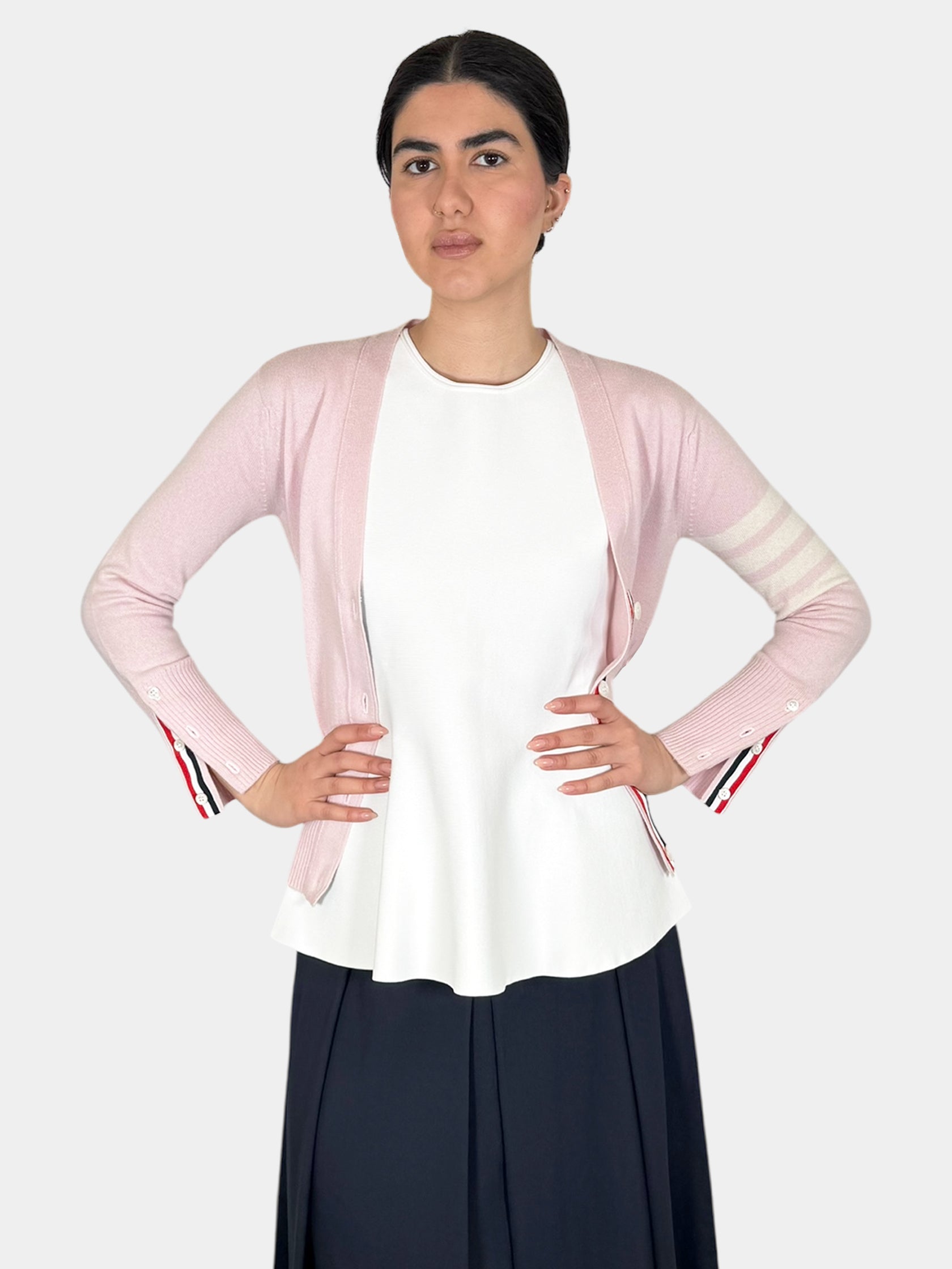 4-Bar V-Neck Cashmere Cardigan - Size 42