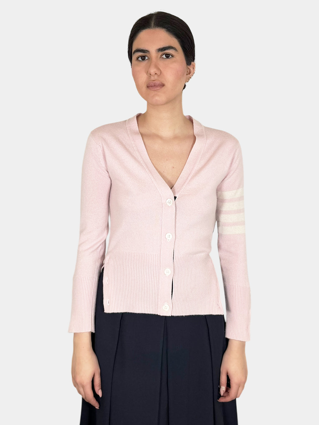 4-Bar V-Neck Cashmere Cardigan - Size 42