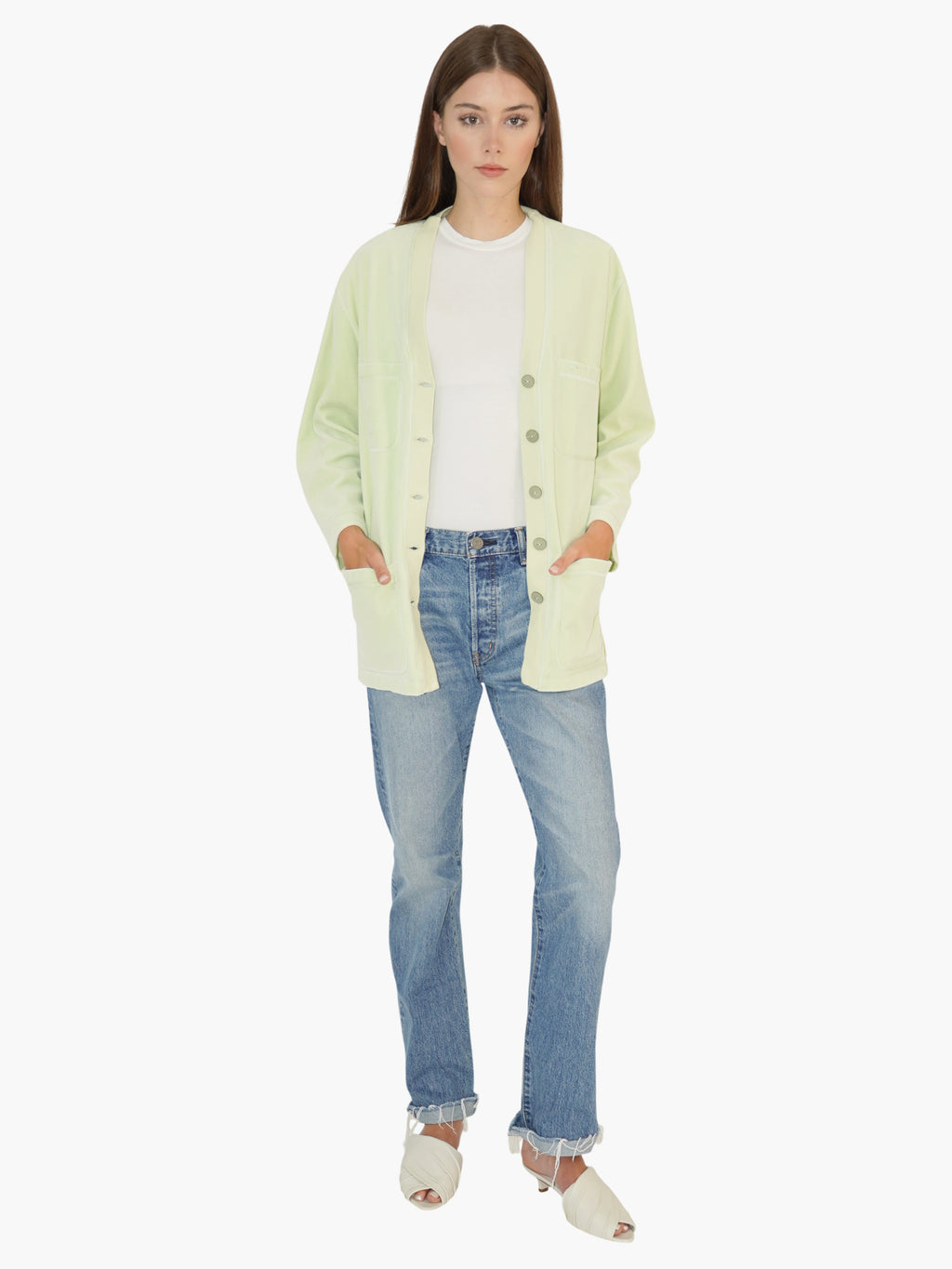 Velour Button-Up Cardigan